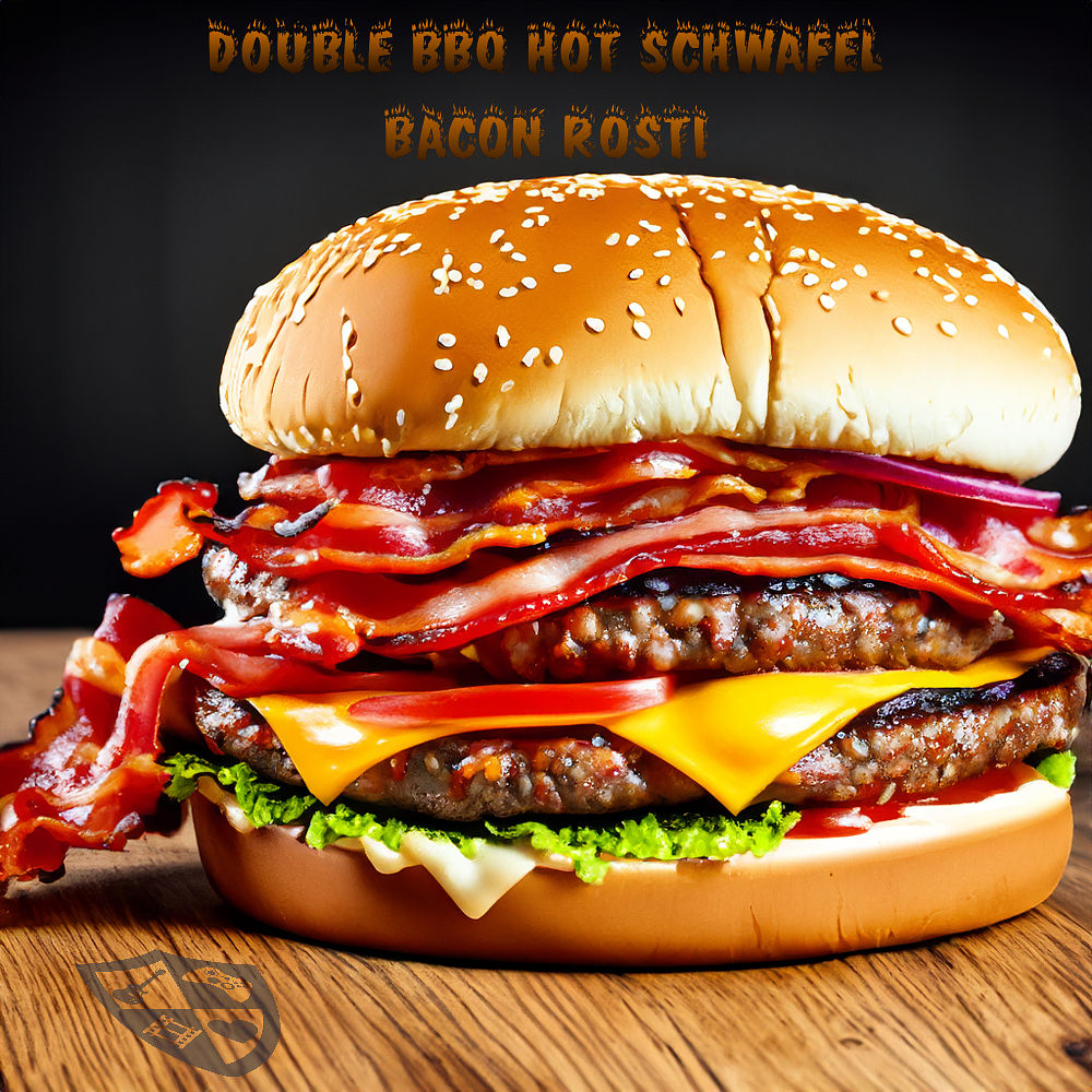 068 - Double BBQ Hot Schwafel Bacon Rosti Burger