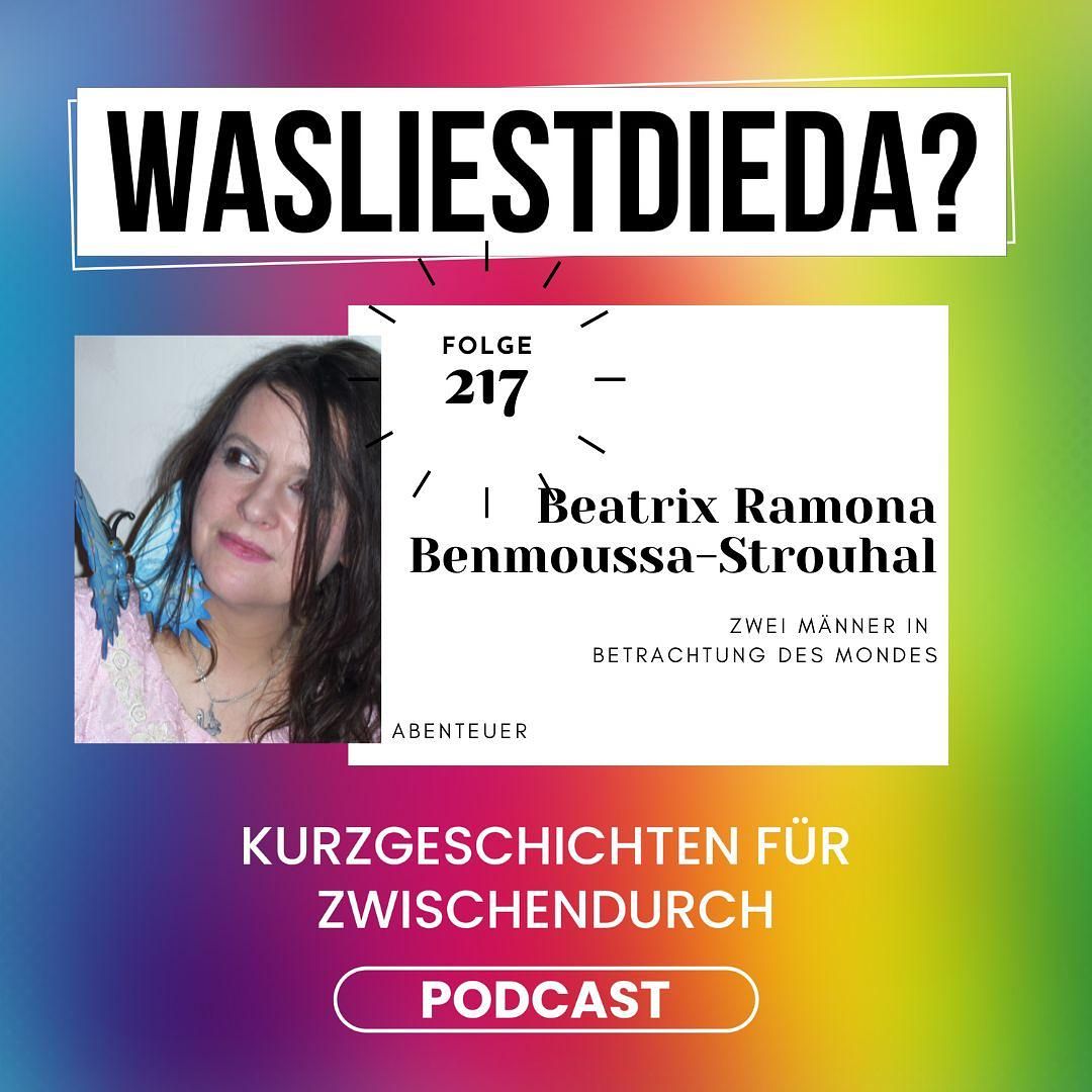 217 Zwei Männer in Betrachtung des Mondes - Beatrix Ramona Benmoussa-Strouhal
