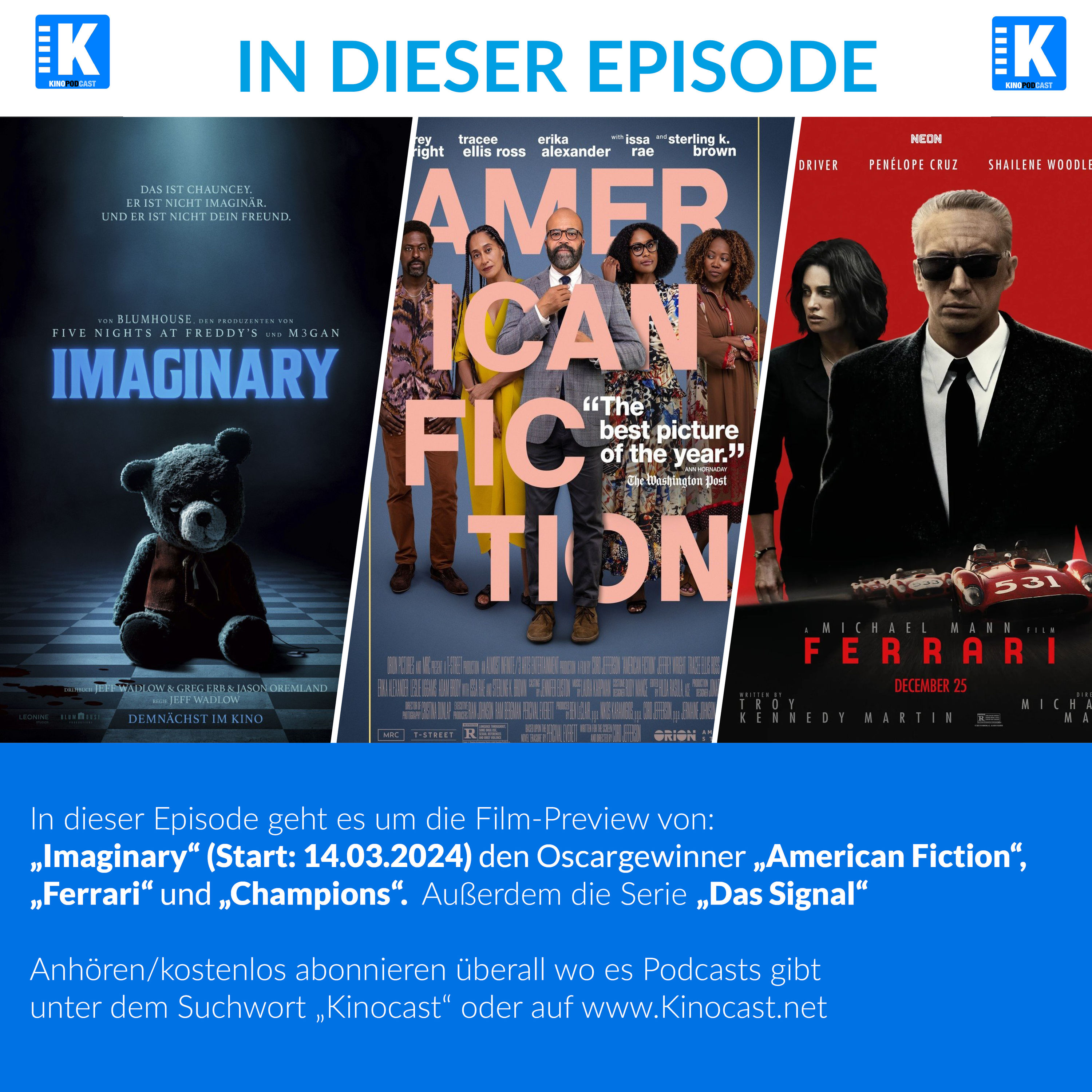 #805: Imaginary, American Fiction, Ferrari, Champions, Das Signal