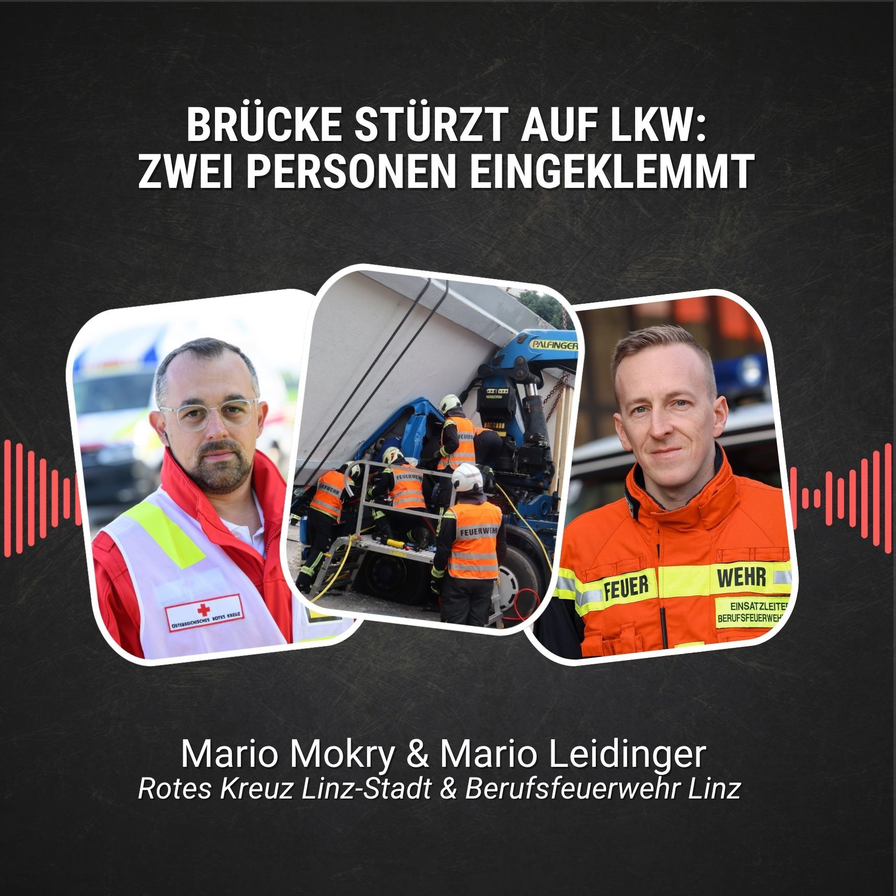 #98: Brücke stürzt auf LKW: zwei Personen eingeklemmt