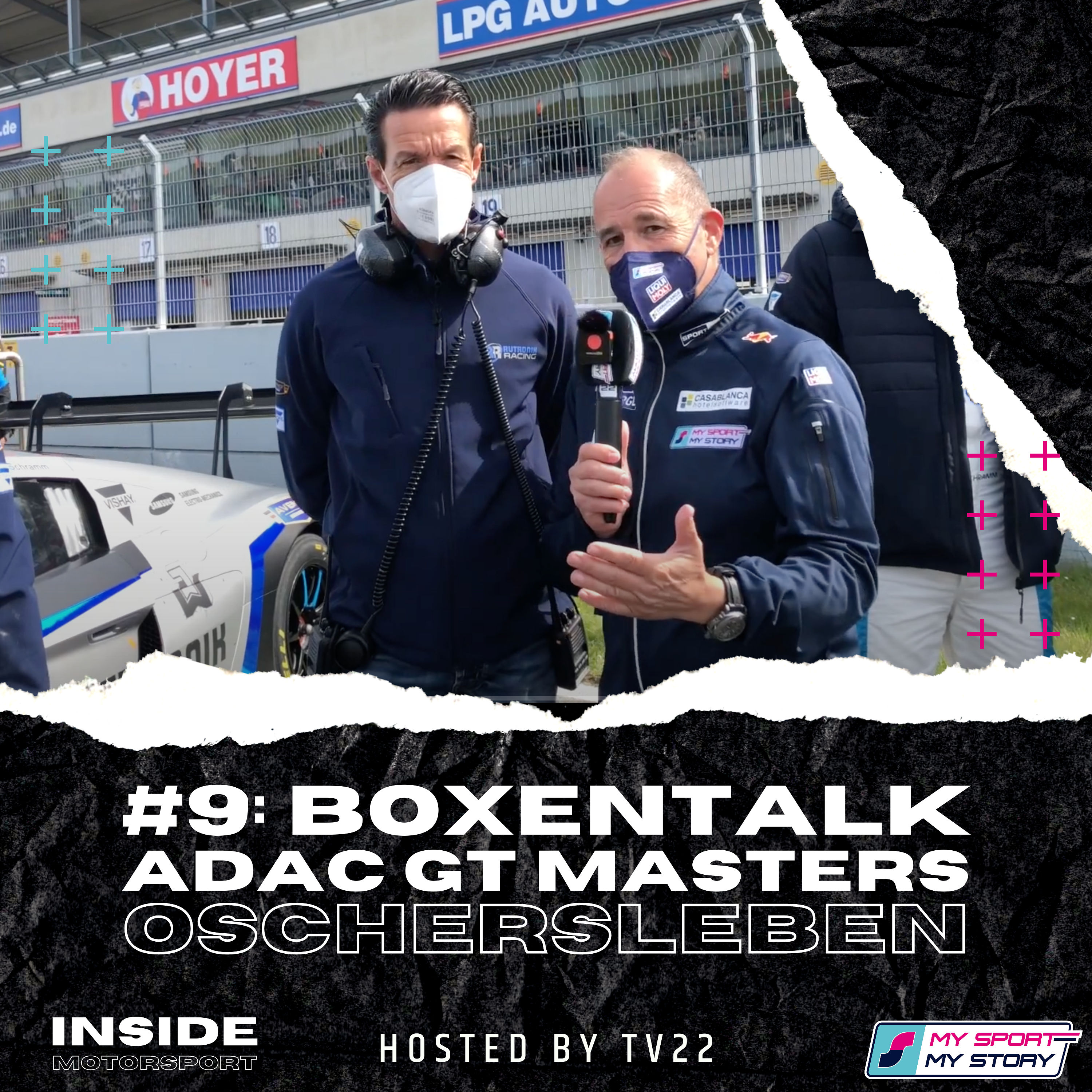 ADAC GT Masters Boxentalk: Tourenwagenlegende Manuel Reuter, Mirko Bortolotti, Rolf Ineichen, Christian Engelhart, Leo Pichler, Franz Engstler, Nico Gruber und Luca Engstler