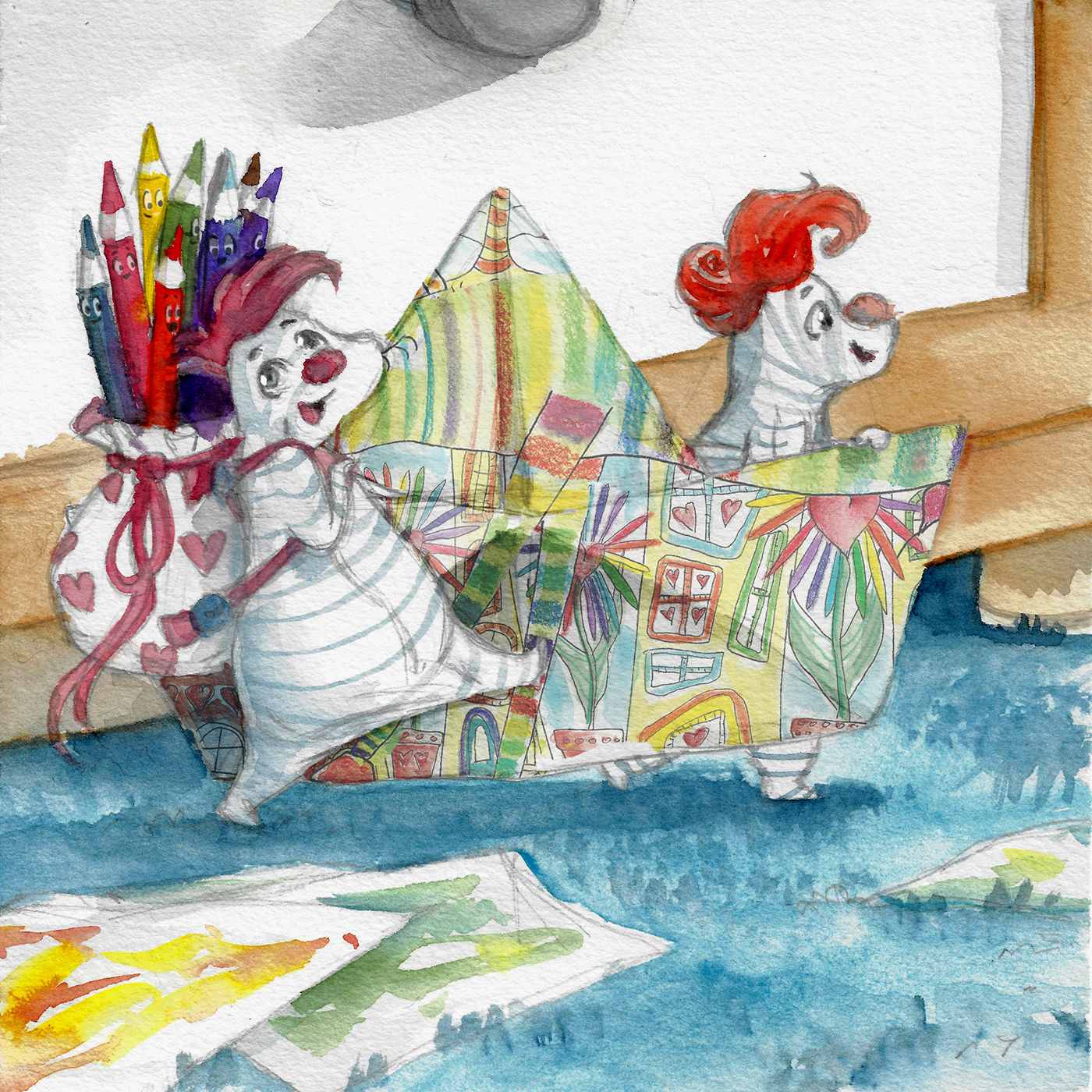 Buntstift-Tanz auf hoher See