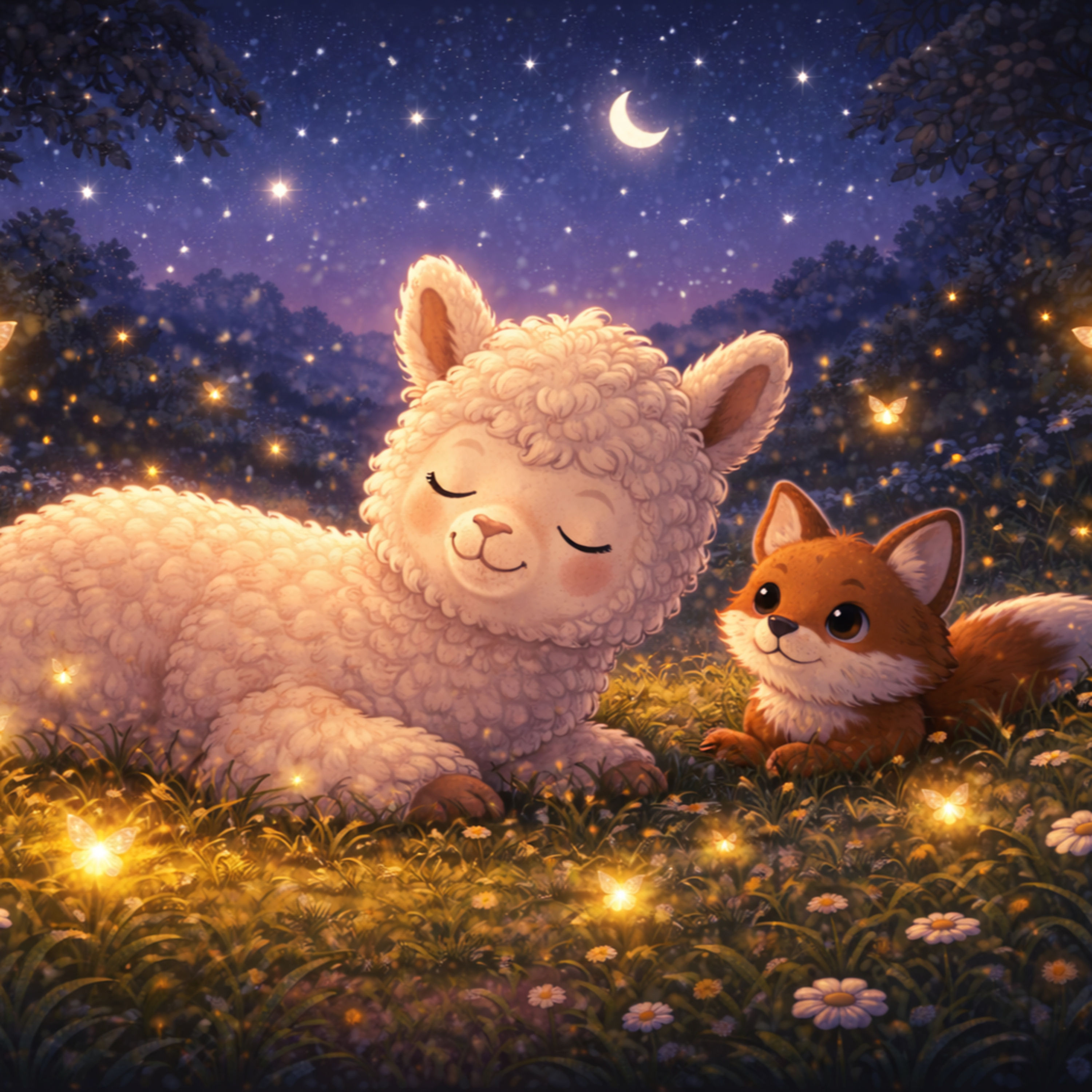 Dennis das Alpaka & das Glühwürmchenlicht | „Gute Nacht“-Geschichte”
