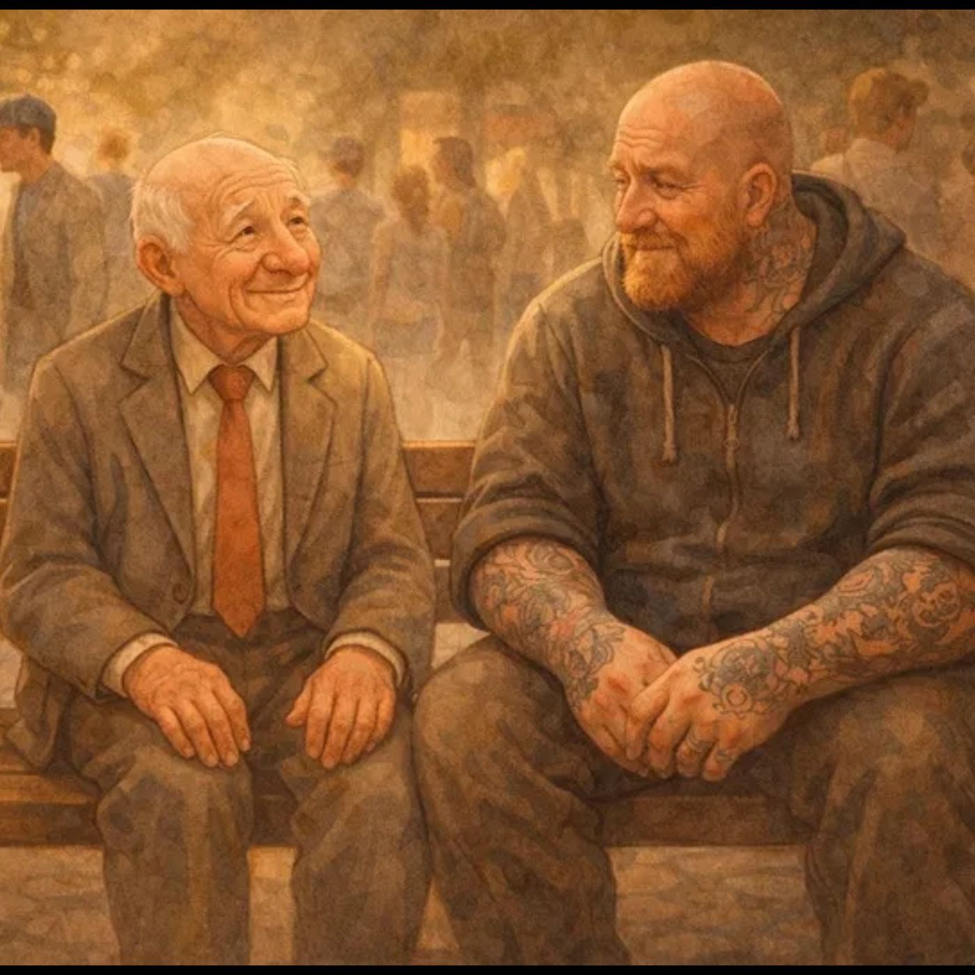 Der Riese auf der Parkbank