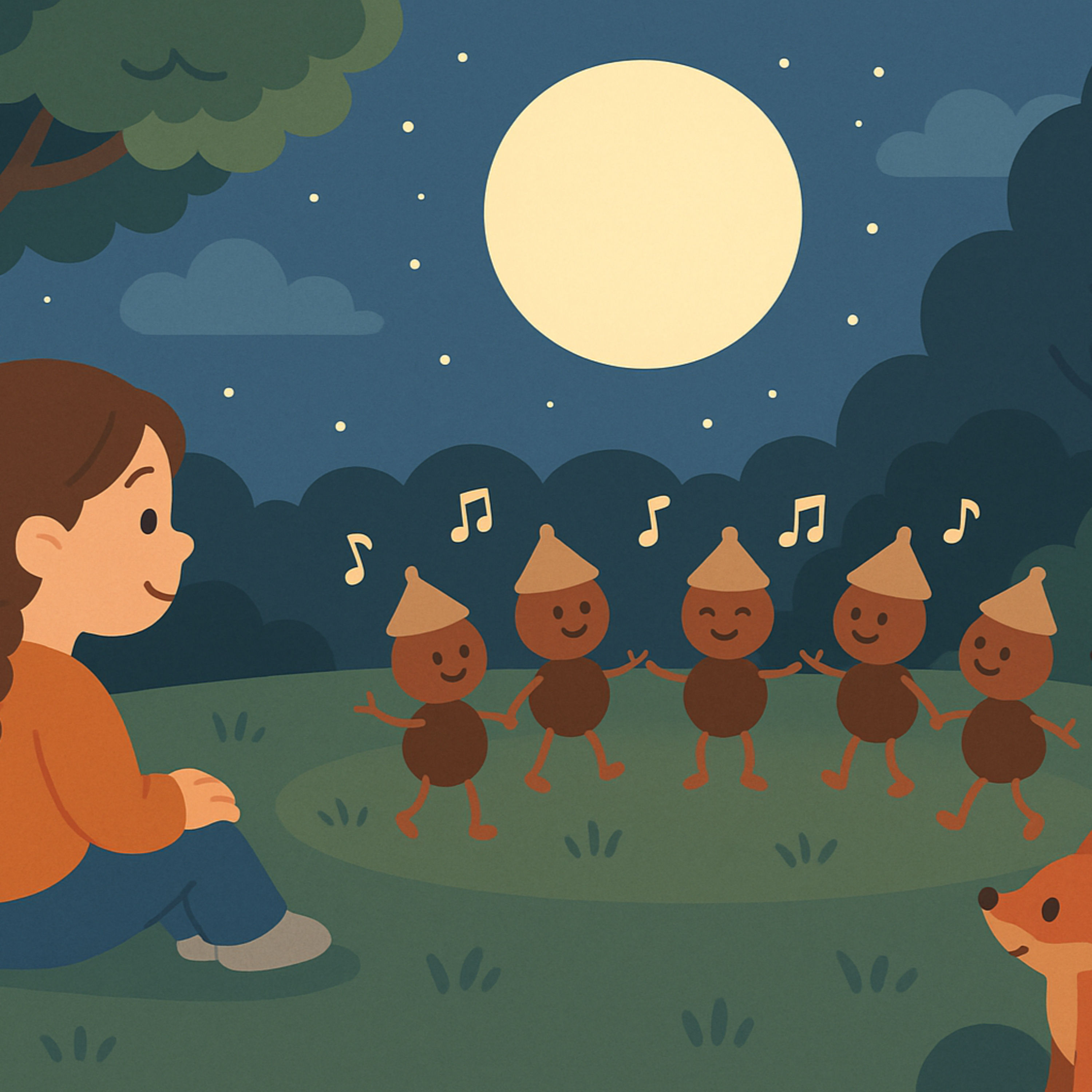 Die singenden Kastanienmännchen im Mondscheinwald | „Gute Nacht“-Geschichte