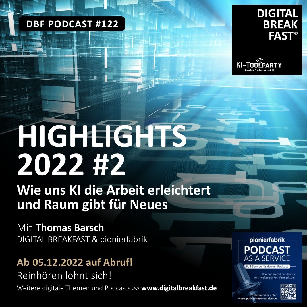 EP 122 Highlights 2022 | Teil 2 | Wie uns KI die Arbeit erleichtert und Raum gibt für Neues
