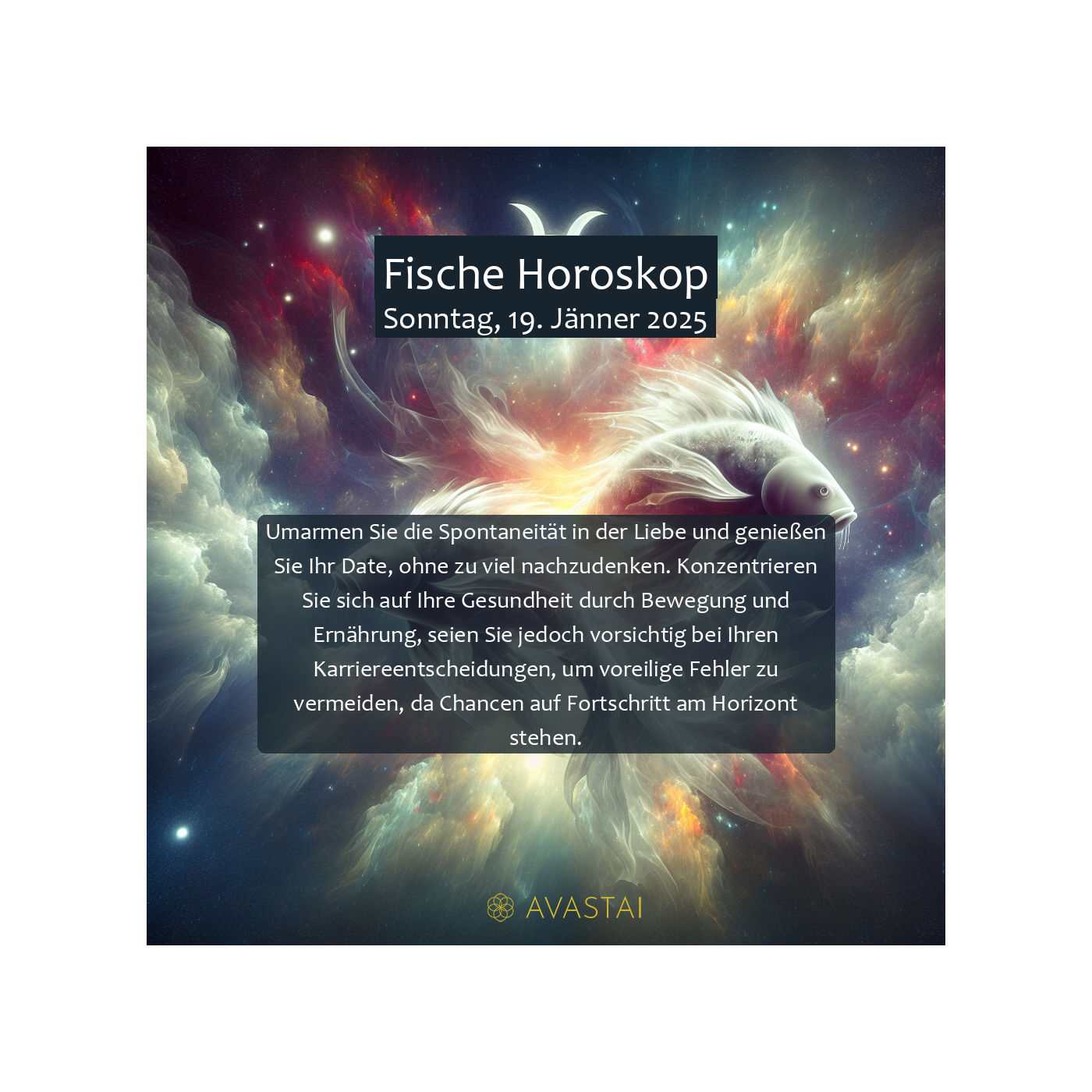 Fische Horoskop für den Sonntag, 19. Jänner 2025: