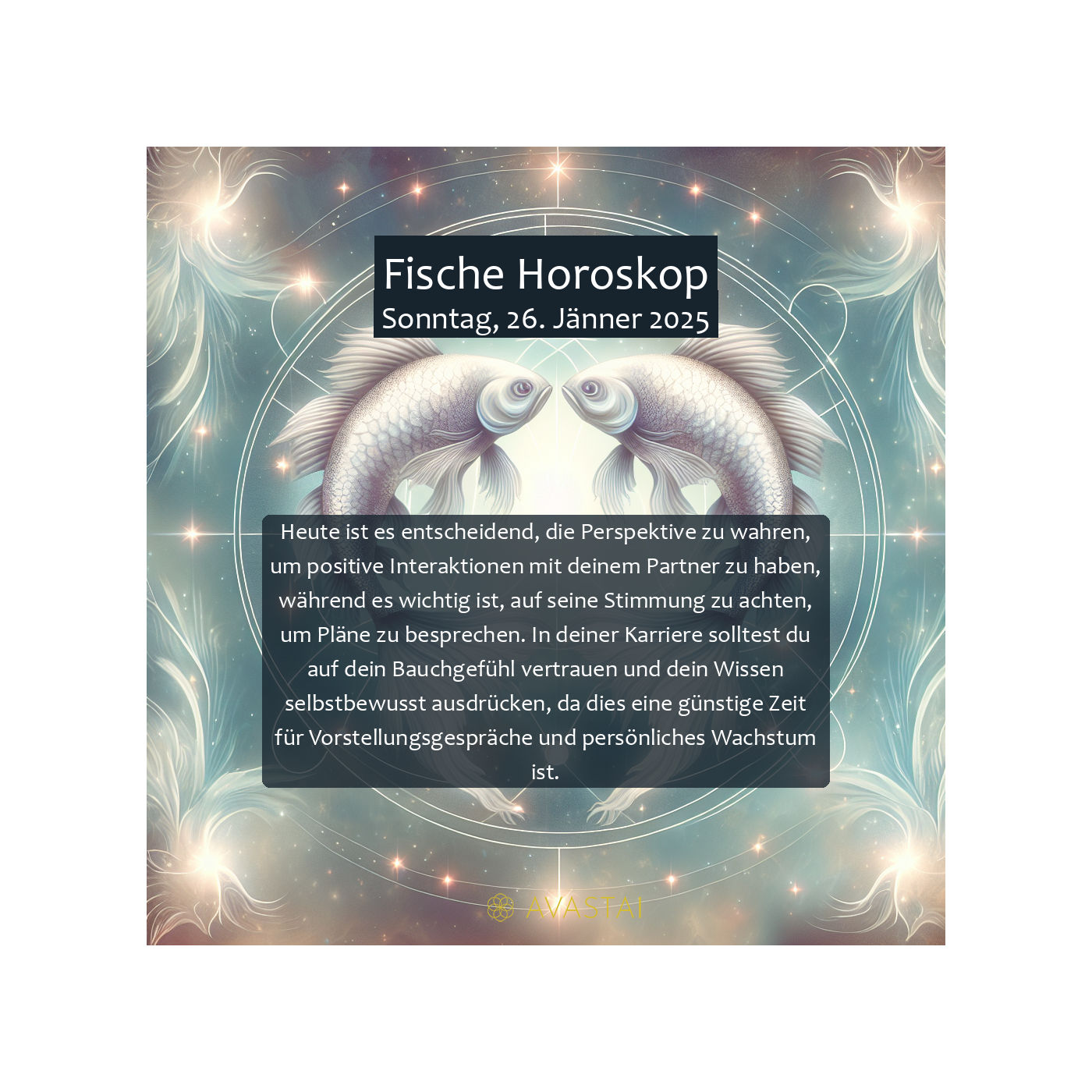 Fische Horoskop für den Sonntag, 26. Jänner 2025: