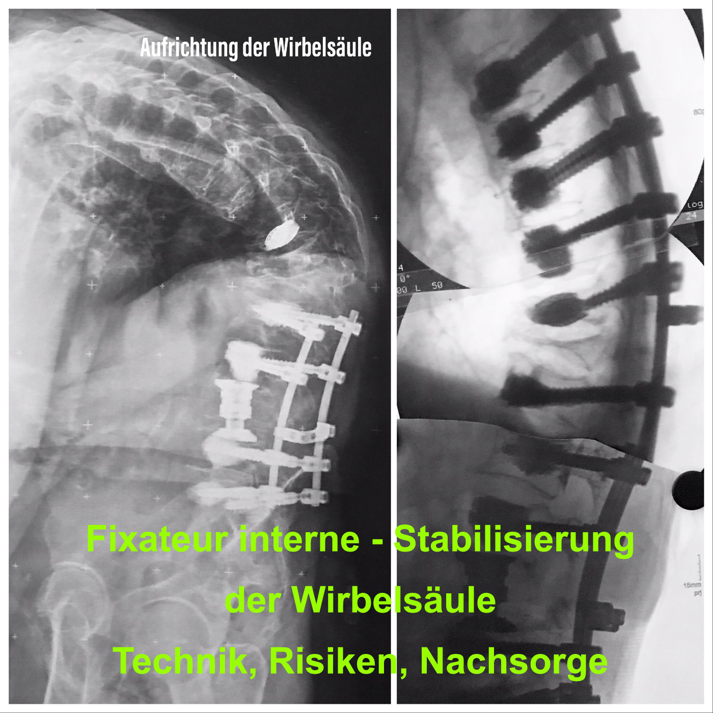 Fixateur interne - Stabilisierung der Wirbelsäule, Technik, Risiken, Nachsorge