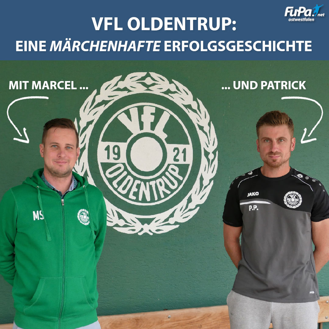 Flügelzange OWL mit dem VfL Oldentrup. Den Senkrechtstartern aus Bielefeld. Der Verein schaffte in drei Jahren den Sprung von der Kreisliga C in die Bezirksliga.
