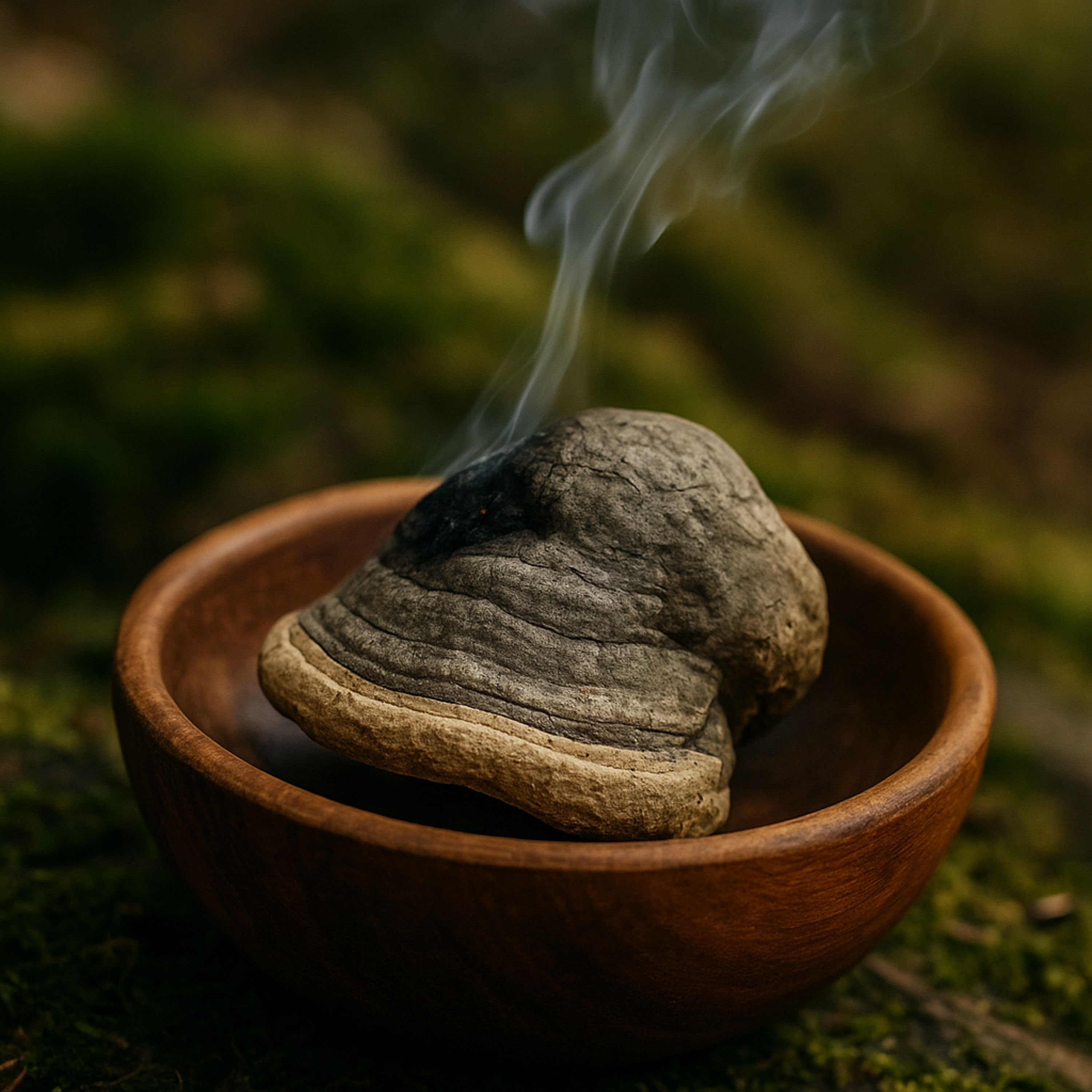 Gib Zunder du Schwamm-Räuchern mit dem Zunderschwamm