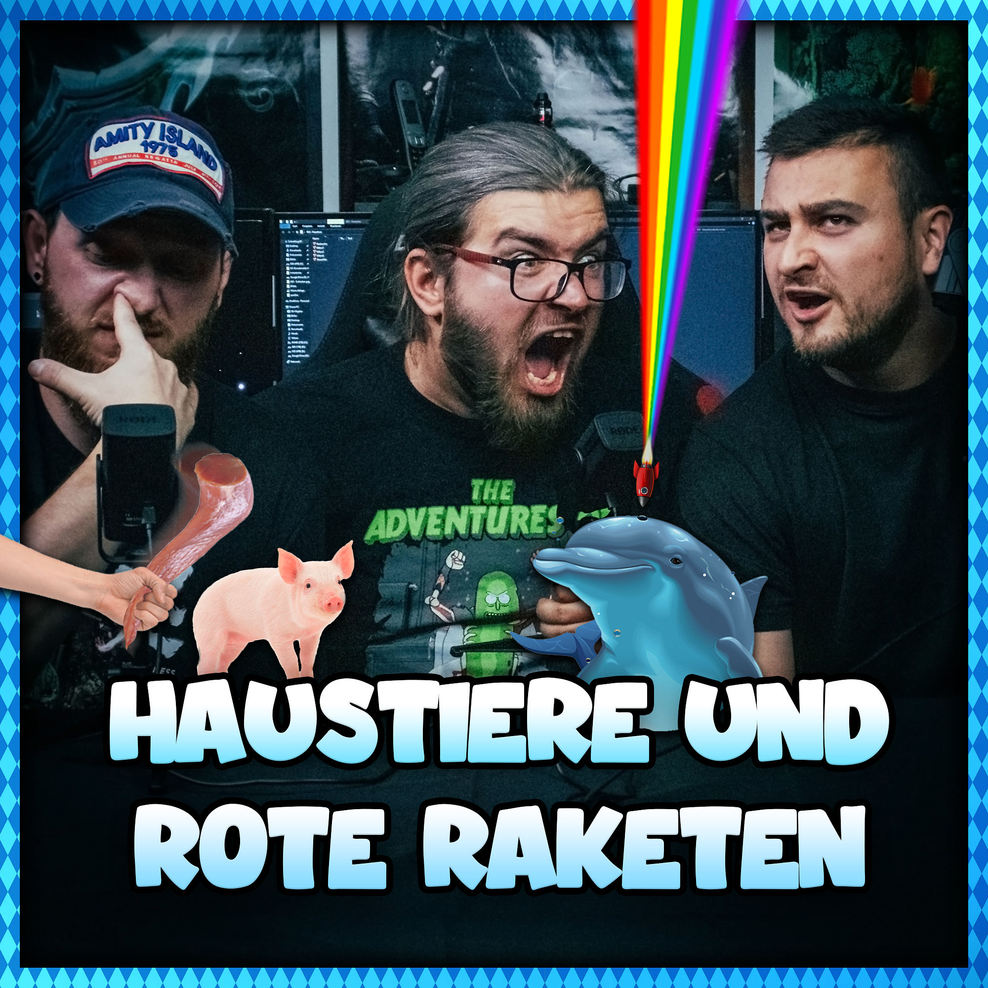 Haustiere und rote Raketen