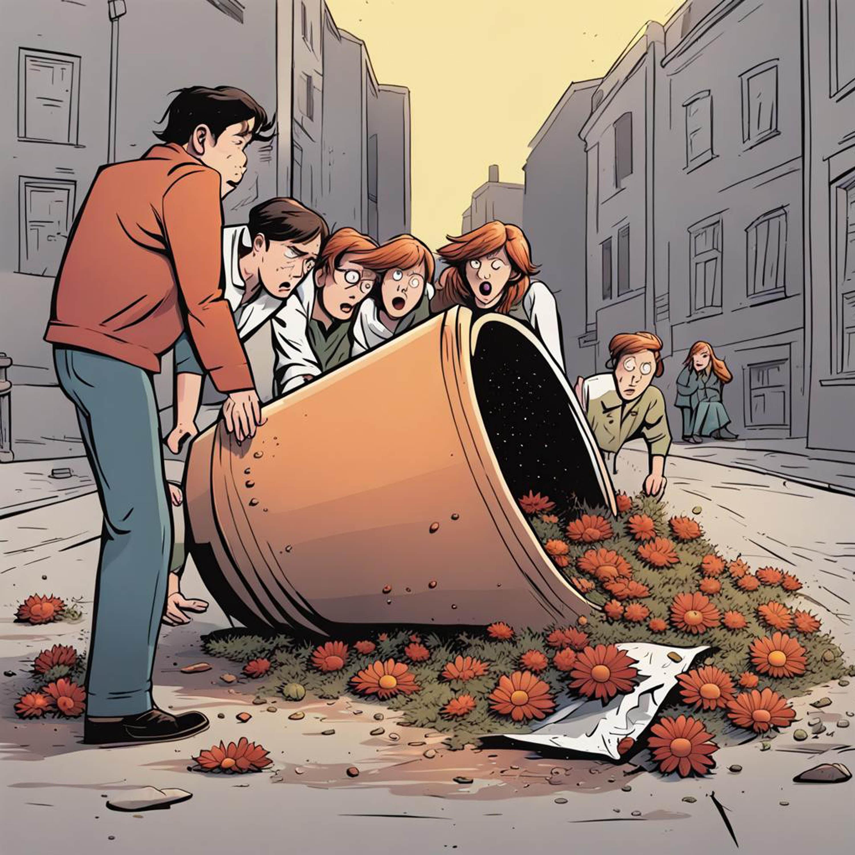 Im Münsterland ist ein Blumenkübel umgefallen