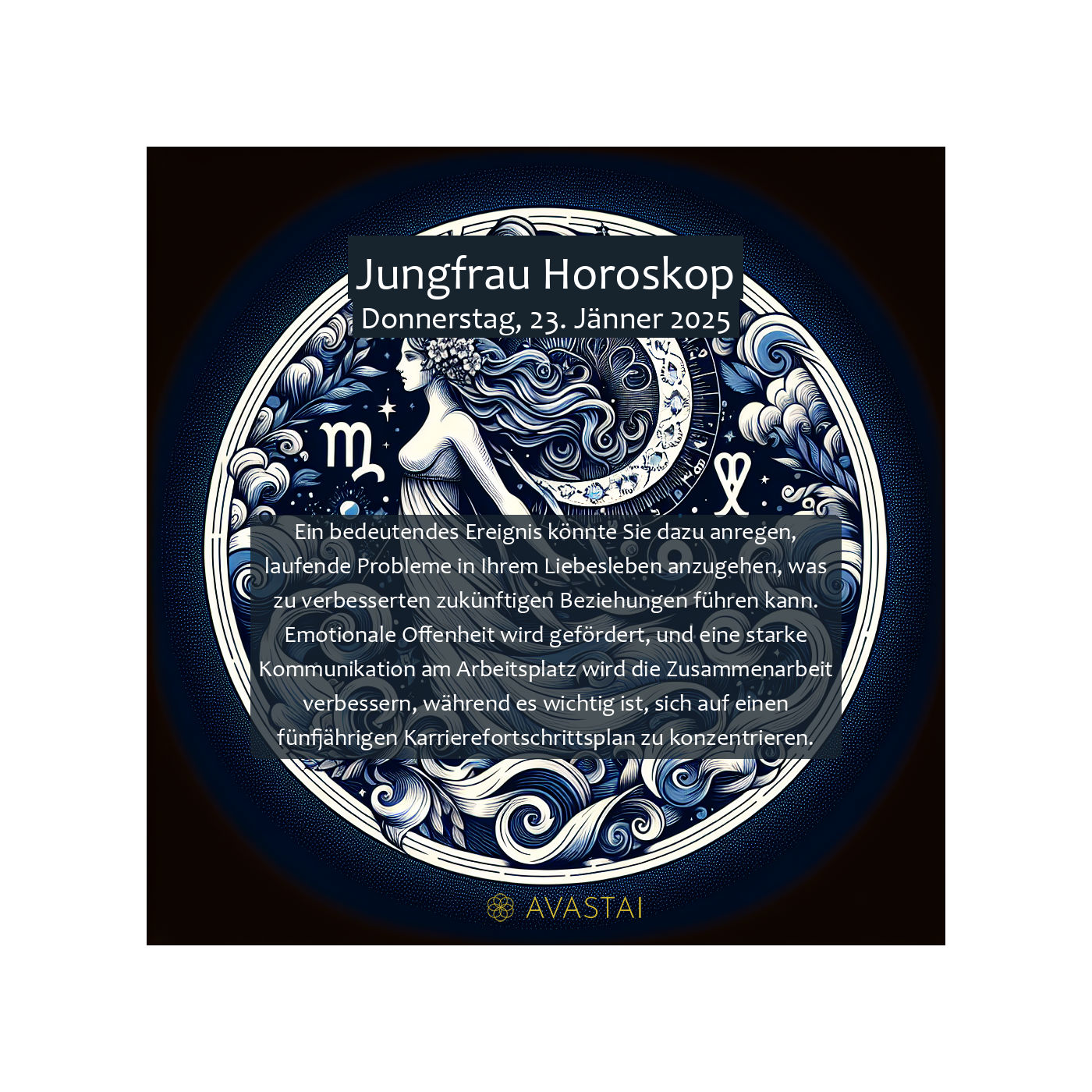 Jungfrau Horoskop für den Donnerstag, 23. Jänner 2025: