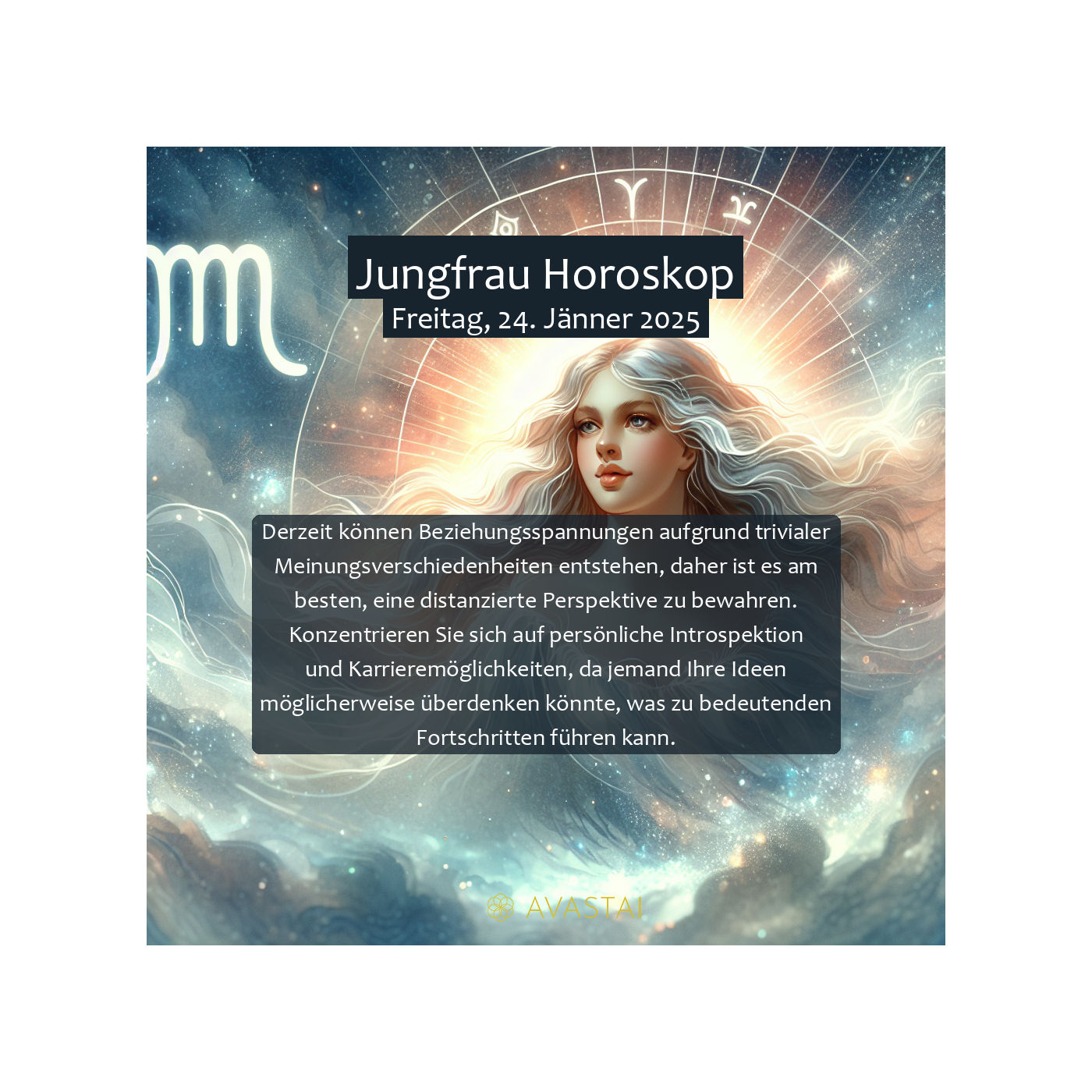 Jungfrau Horoskop für den Freitag, 24. Jänner 2025: