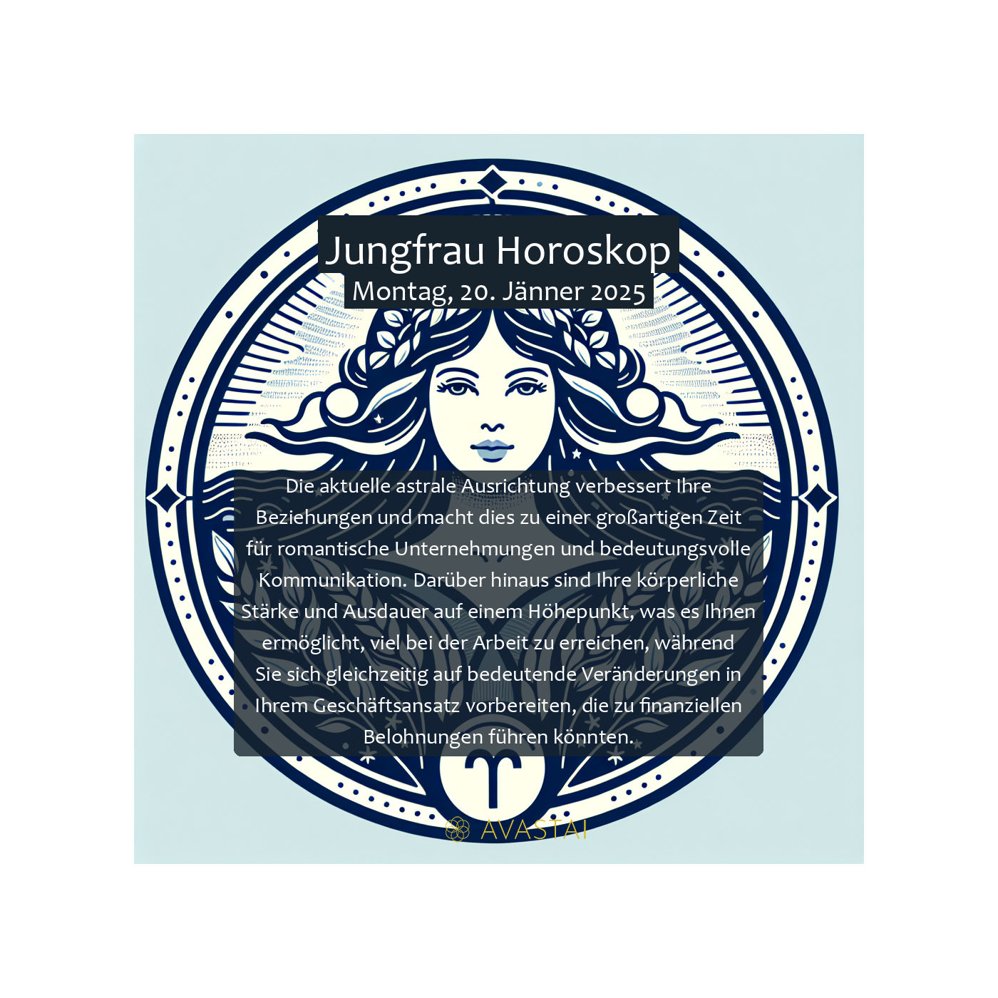Jungfrau Horoskop für den Montag, 20. Jänner 2025: