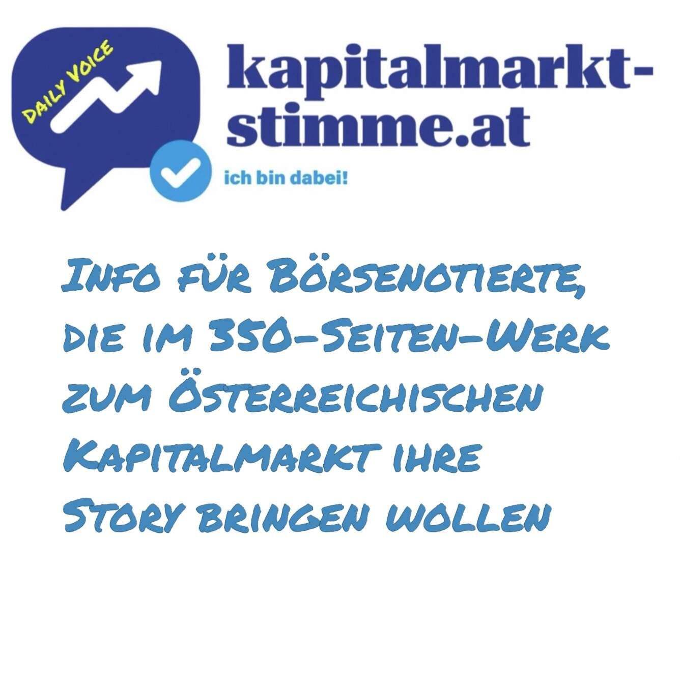 kapitalmarkt-stimme.at daily voice: Info an Börsenotierte, die im 350-Seiten-Werk zum Österreichischen Kapitalmarkt ihre Story bringen wollen