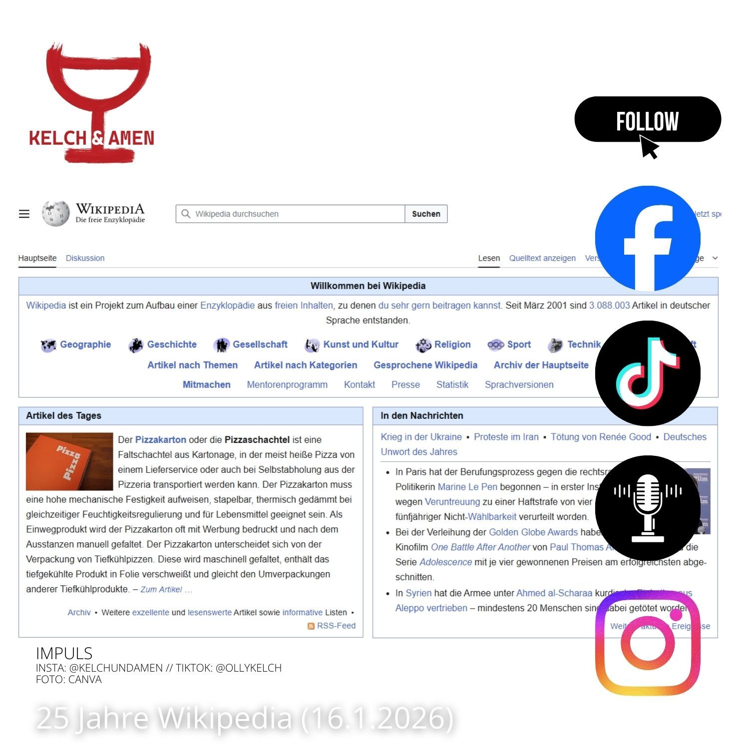 Kelch und Amen - 25 Jahre Wikipedia (16.1.2026)