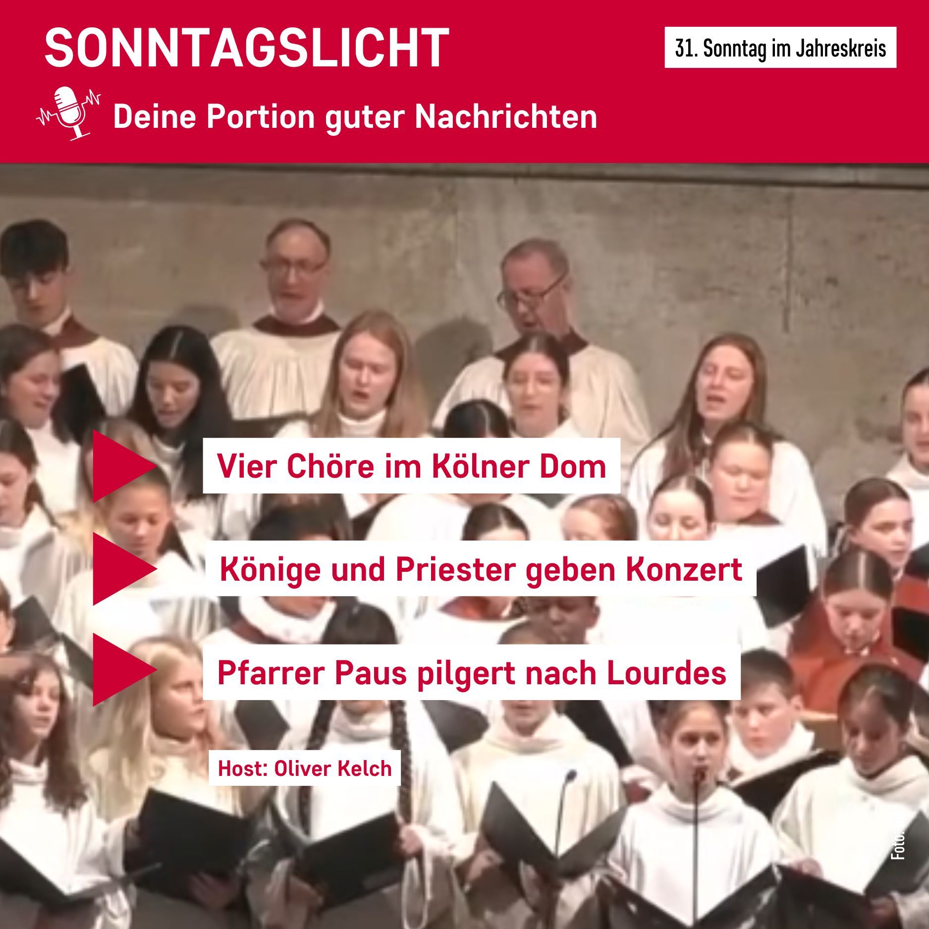 Konzert zum Red Wednesday - Pfarrer besucht Lourdes - Weihnachtspostamt geöffnet