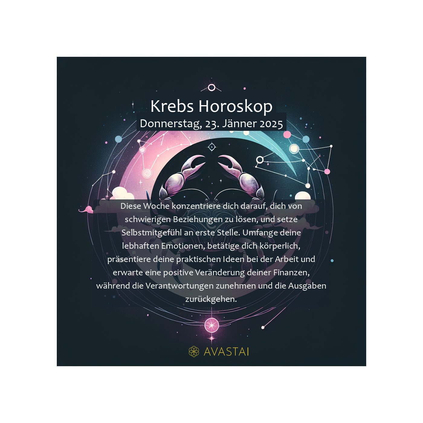 Krebs Horoskop für den Donnerstag, 23. Jänner 2025:
