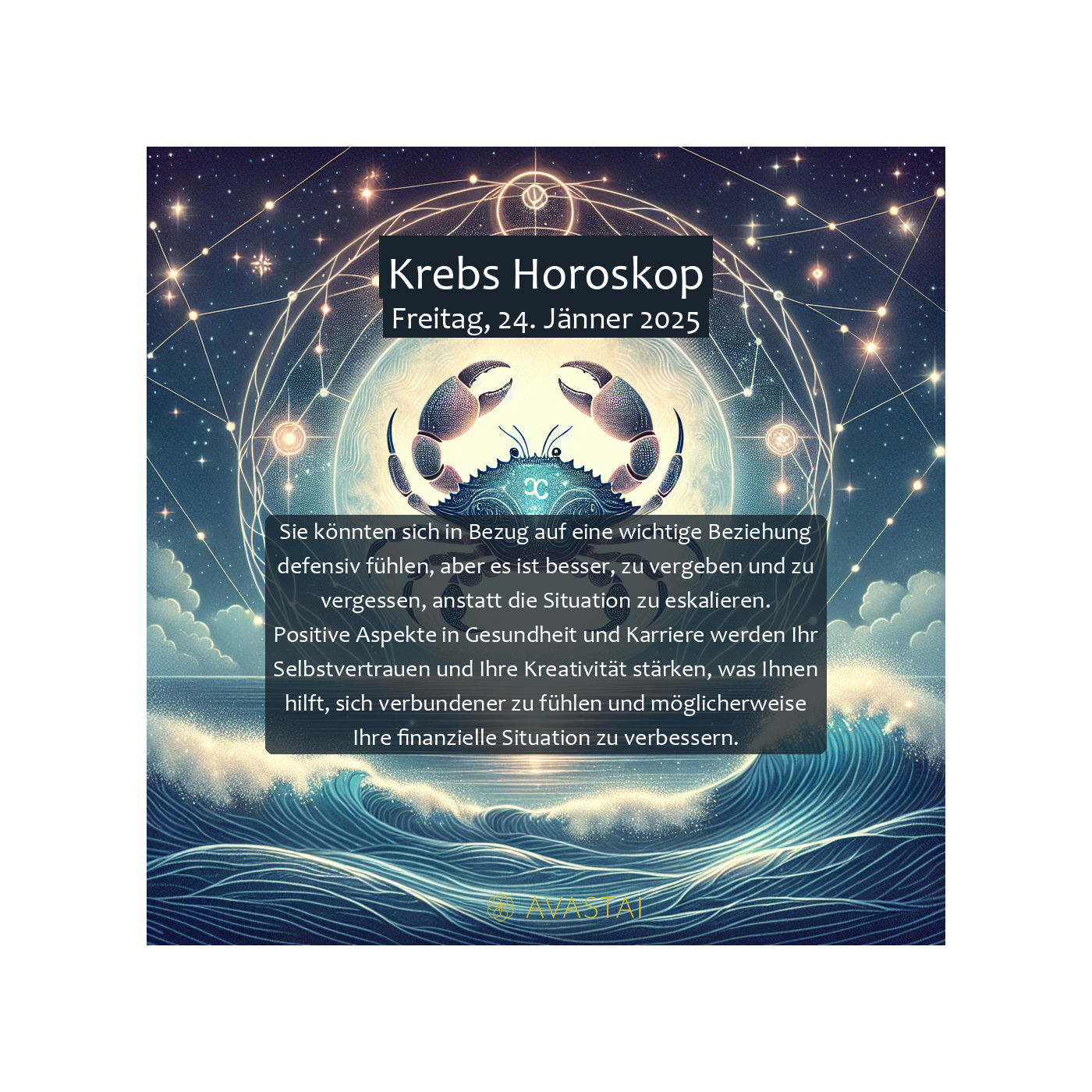 Krebs Horoskop für den Freitag, 24. Jänner 2025: