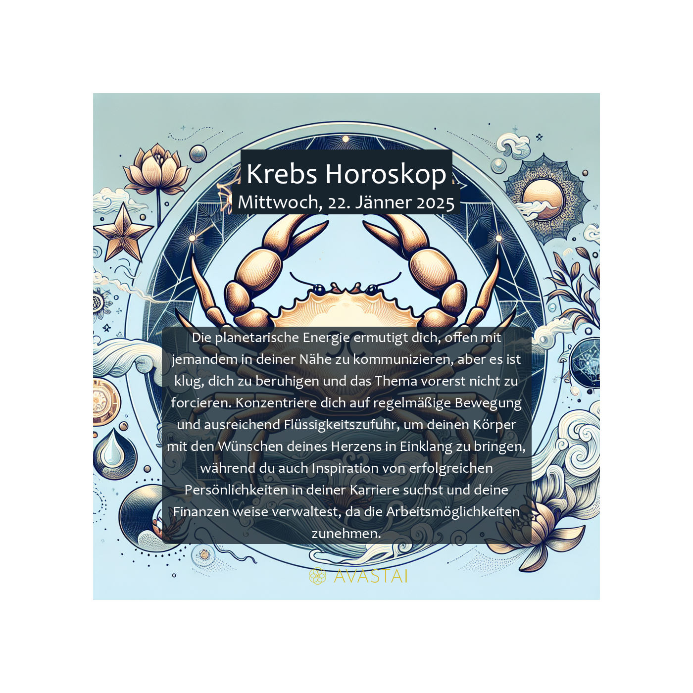 Krebs Horoskop für den Mittwoch, 22. Jänner 2025: