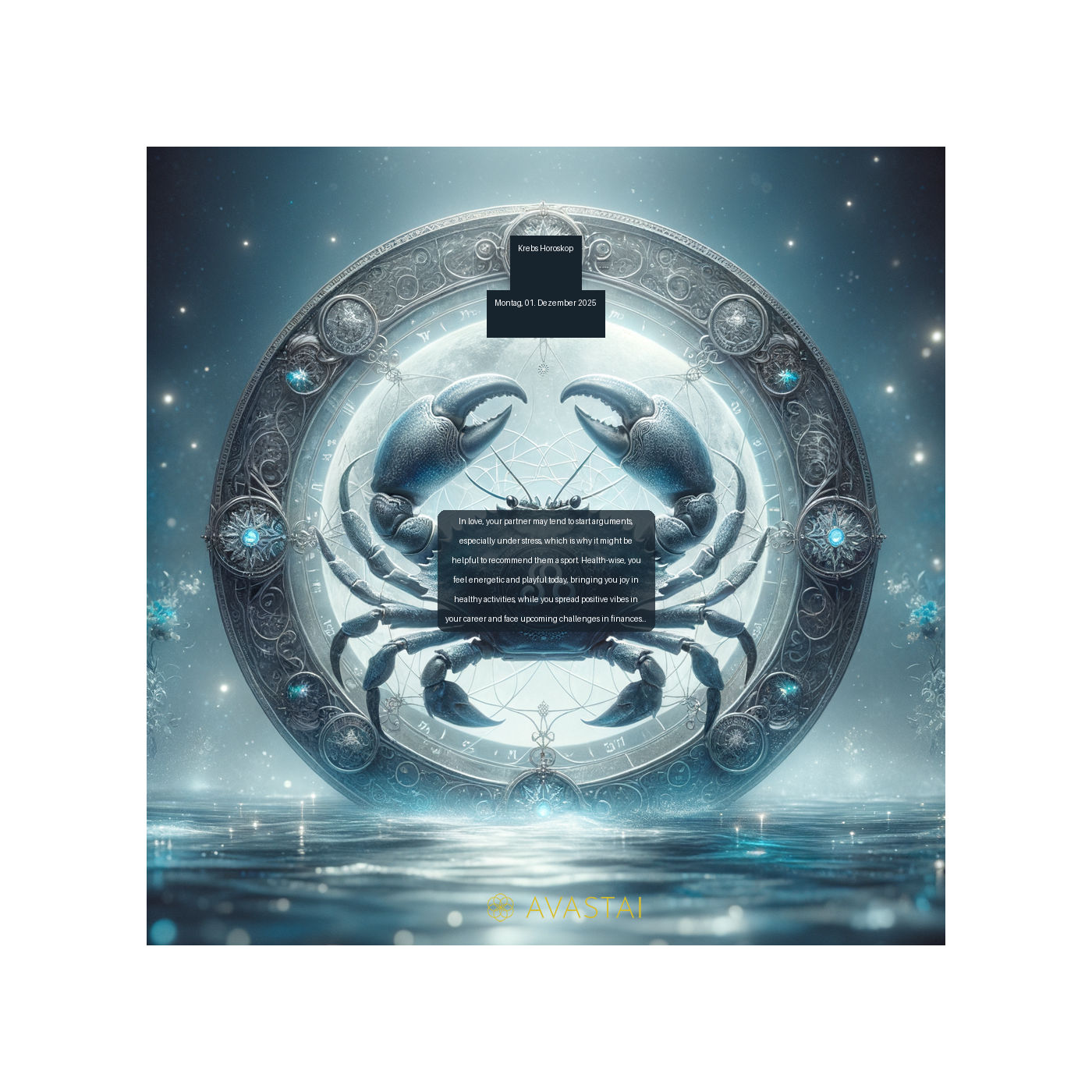 Krebs Horoskop für den Montag, 01. Dezember 2025: