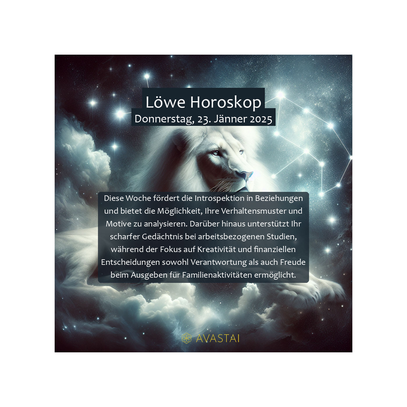 Löwe Horoskop für den Donnerstag, 23. Jänner 2025: