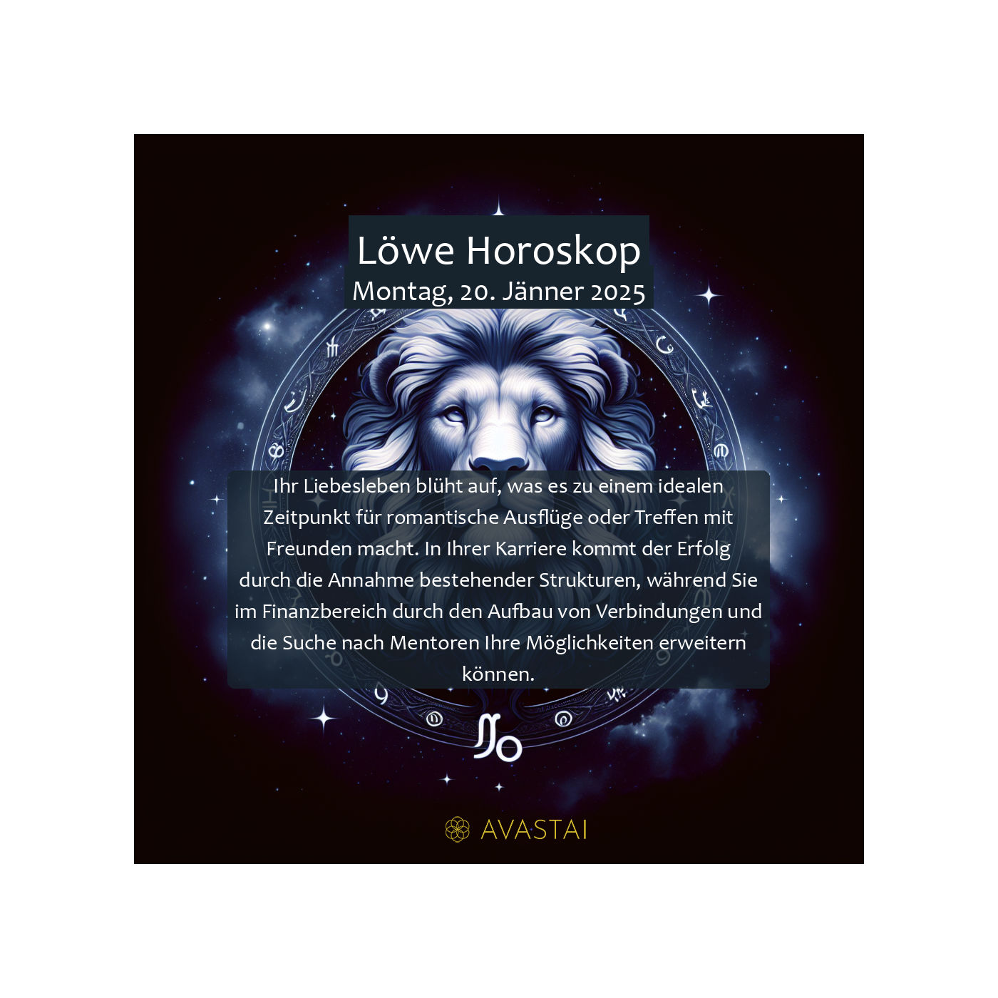 Löwe Horoskop für den Montag, 20. Jänner 2025: