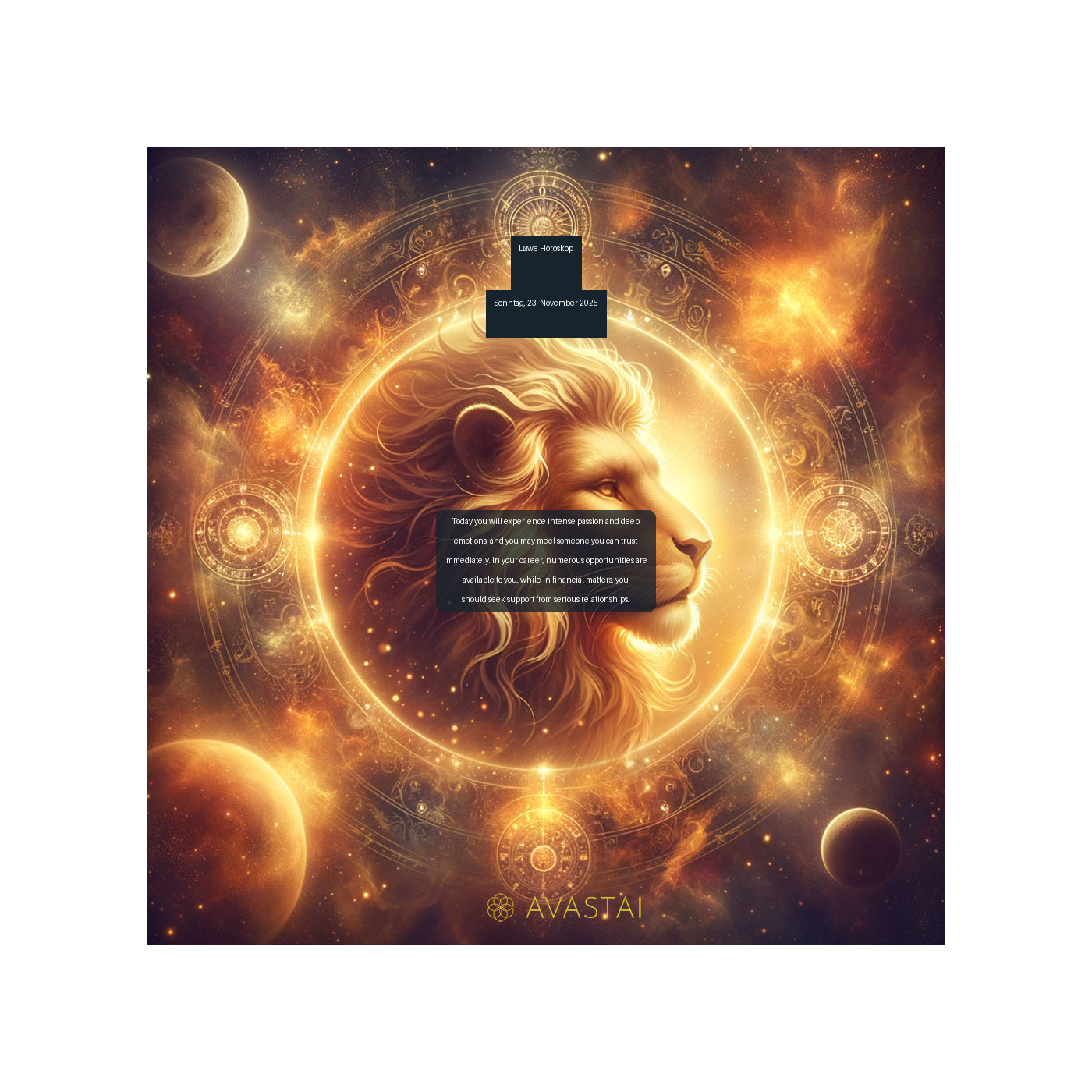 Löwe Horoskop für den Sonntag, 23. November 2025: