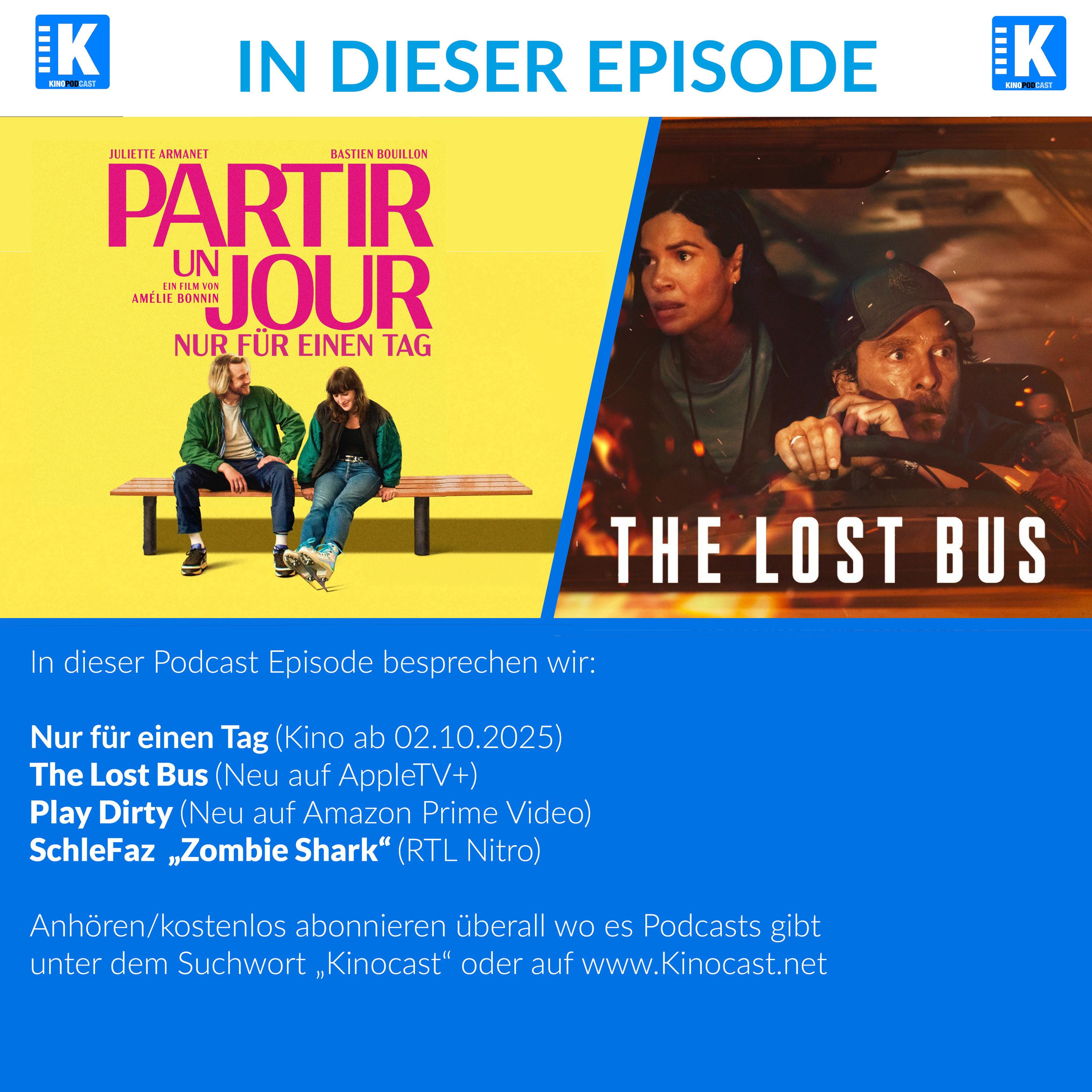 Nur für einen Tag, The Lost Bus, Play Dirty, SchleFaz Zombie Shark | #882