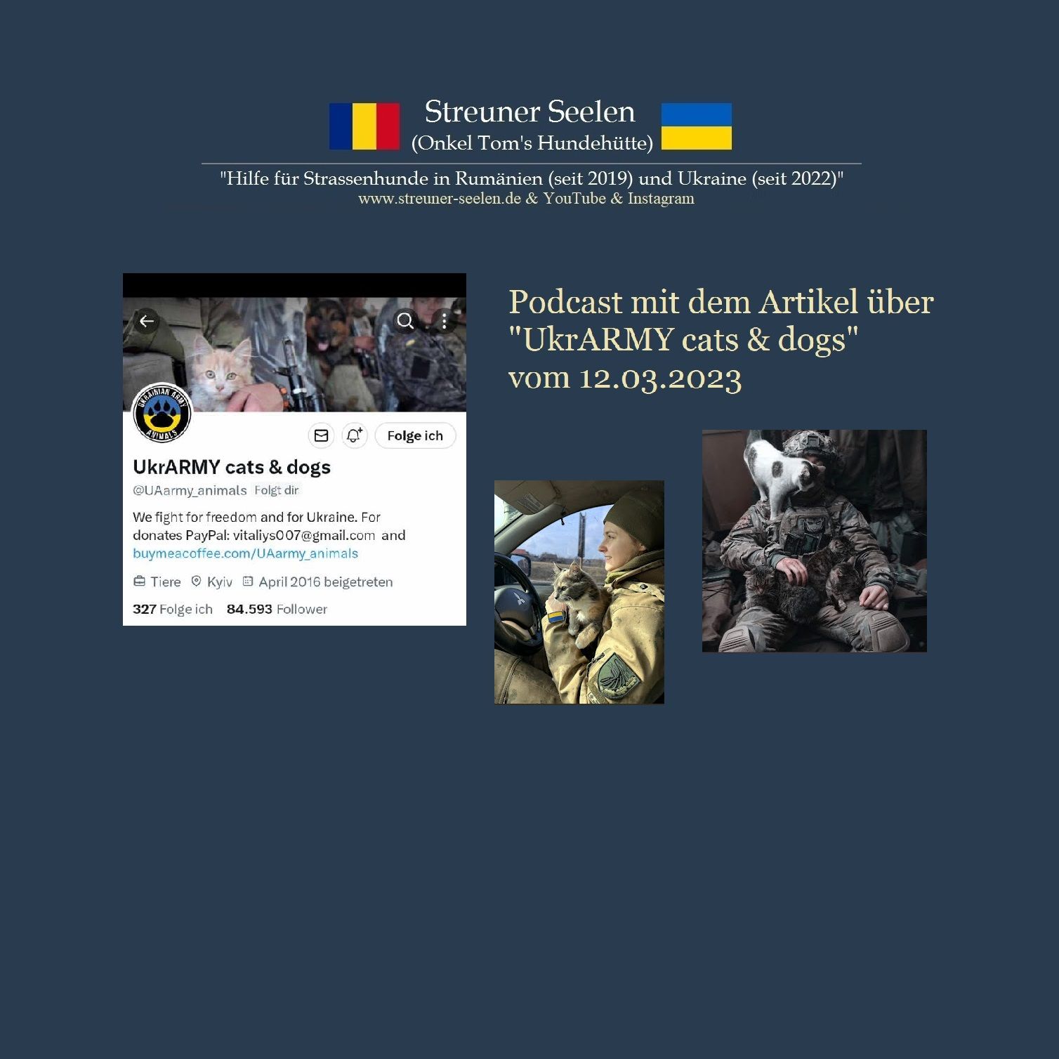 Podcast über "UkrARMY cats & dogs" Ukrainekrieg Tierschutz UkraineArmee Ukraine