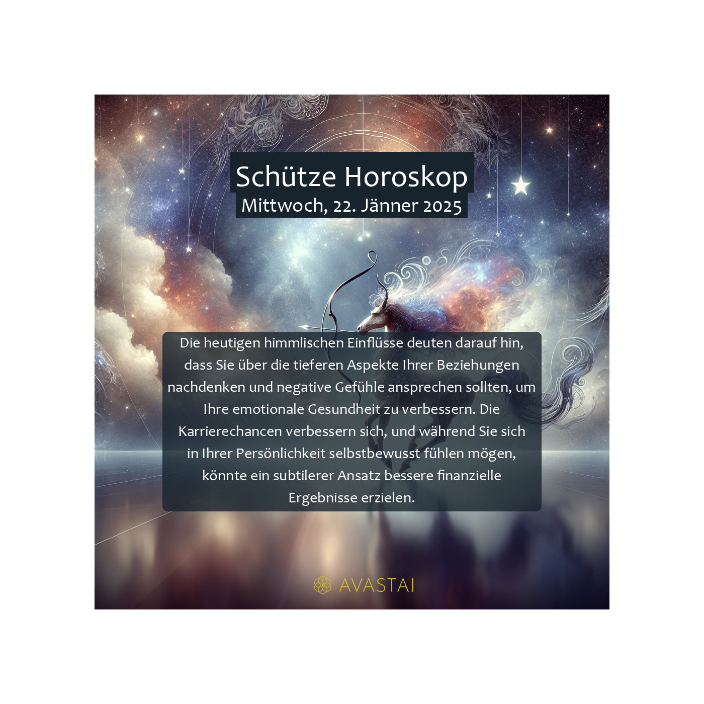 Schütze Horoskop für den Mittwoch, 22. Jänner 2025: