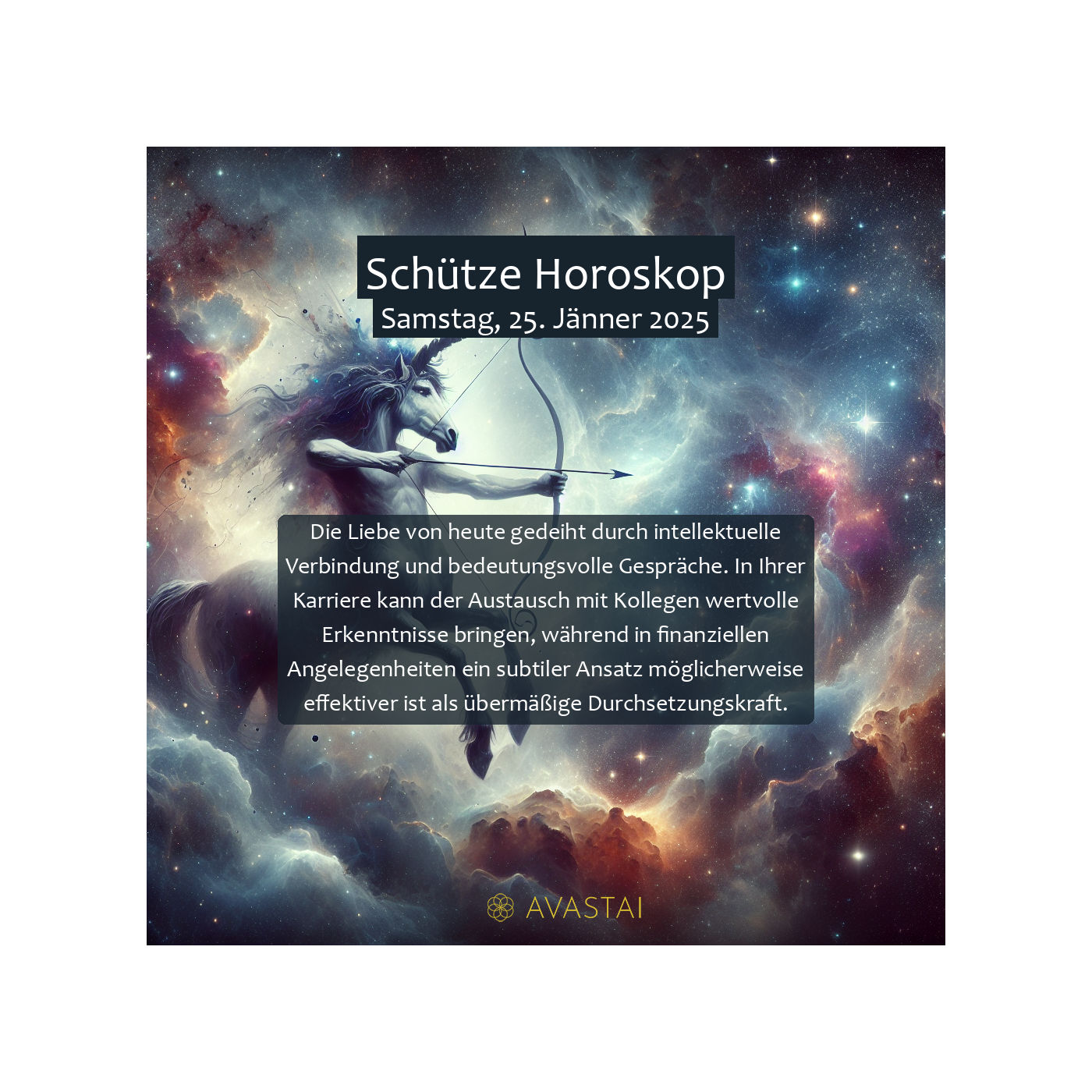 Schütze Horoskop für den Samstag, 25. Jänner 2025: