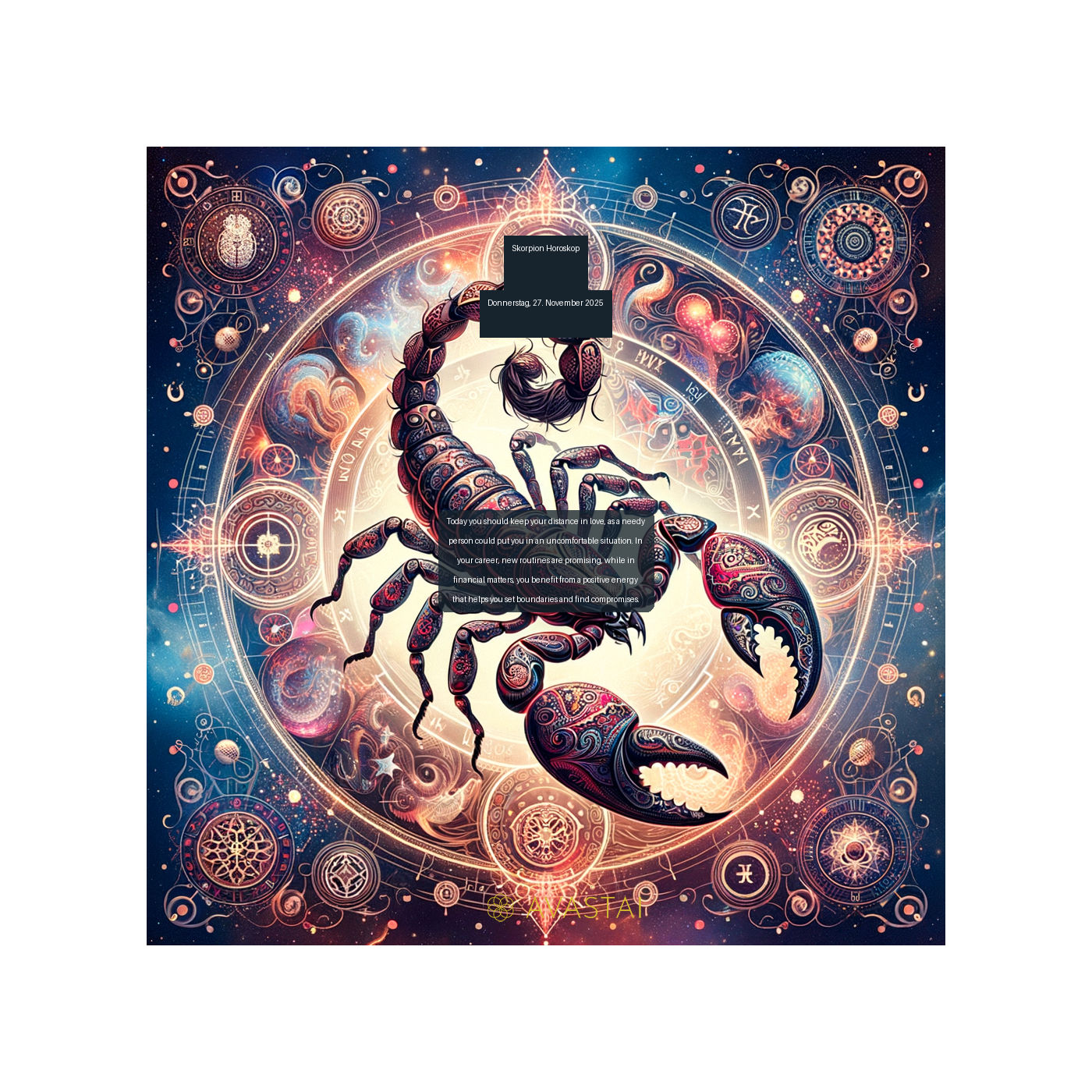 Skorpion Horoskop für den Donnerstag, 27. November 2025: