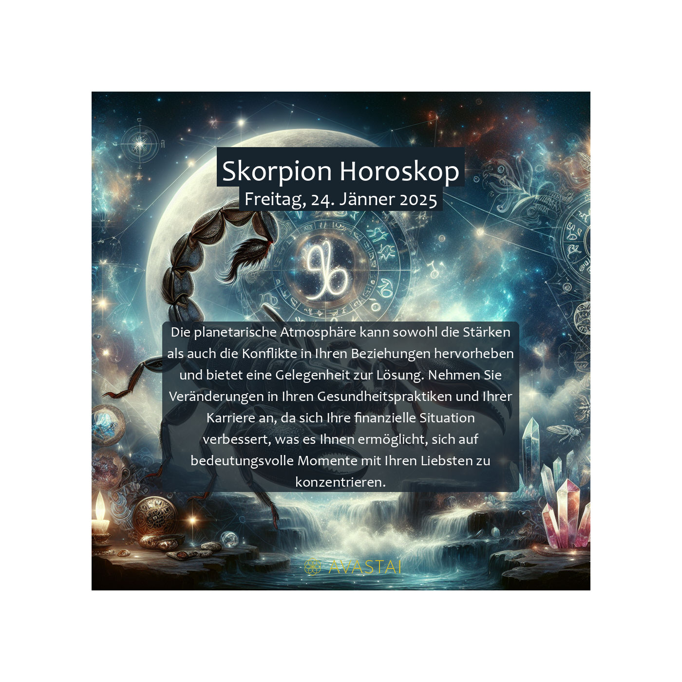 Skorpion Horoskop für den Freitag, 24. Jänner 2025: