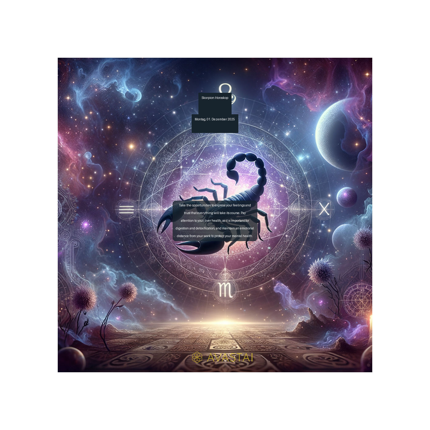 Skorpion Horoskop für den Montag, 01. Dezember 2025: