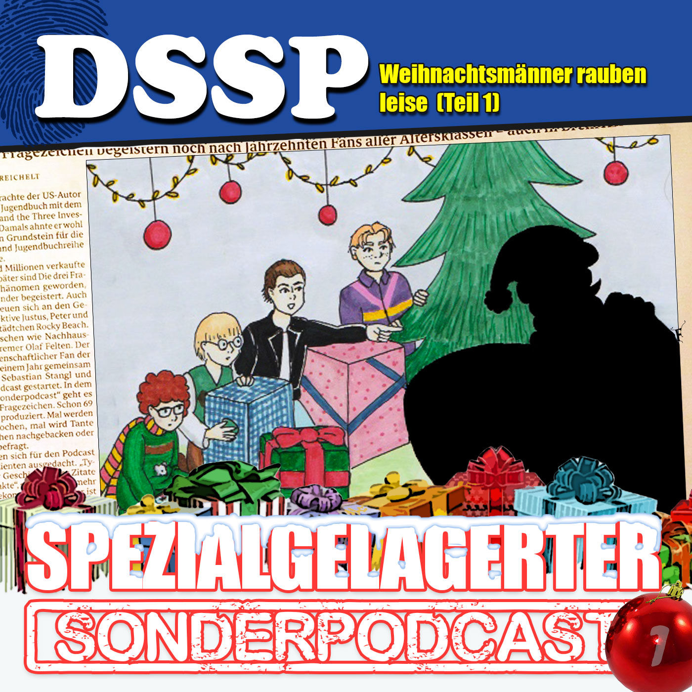 Spezialgelagerter Adventskalender 2023 – Tür 1: DSSP - 1W6 Freunde - Weihnachtsmänner rauben leise (Seite A)