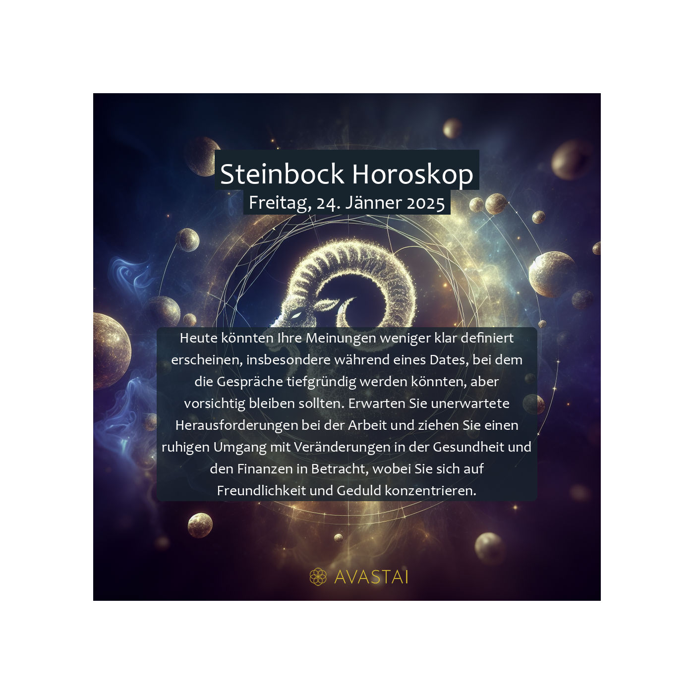 Steinbock Horoskop für den Freitag, 24. Jänner 2025:
