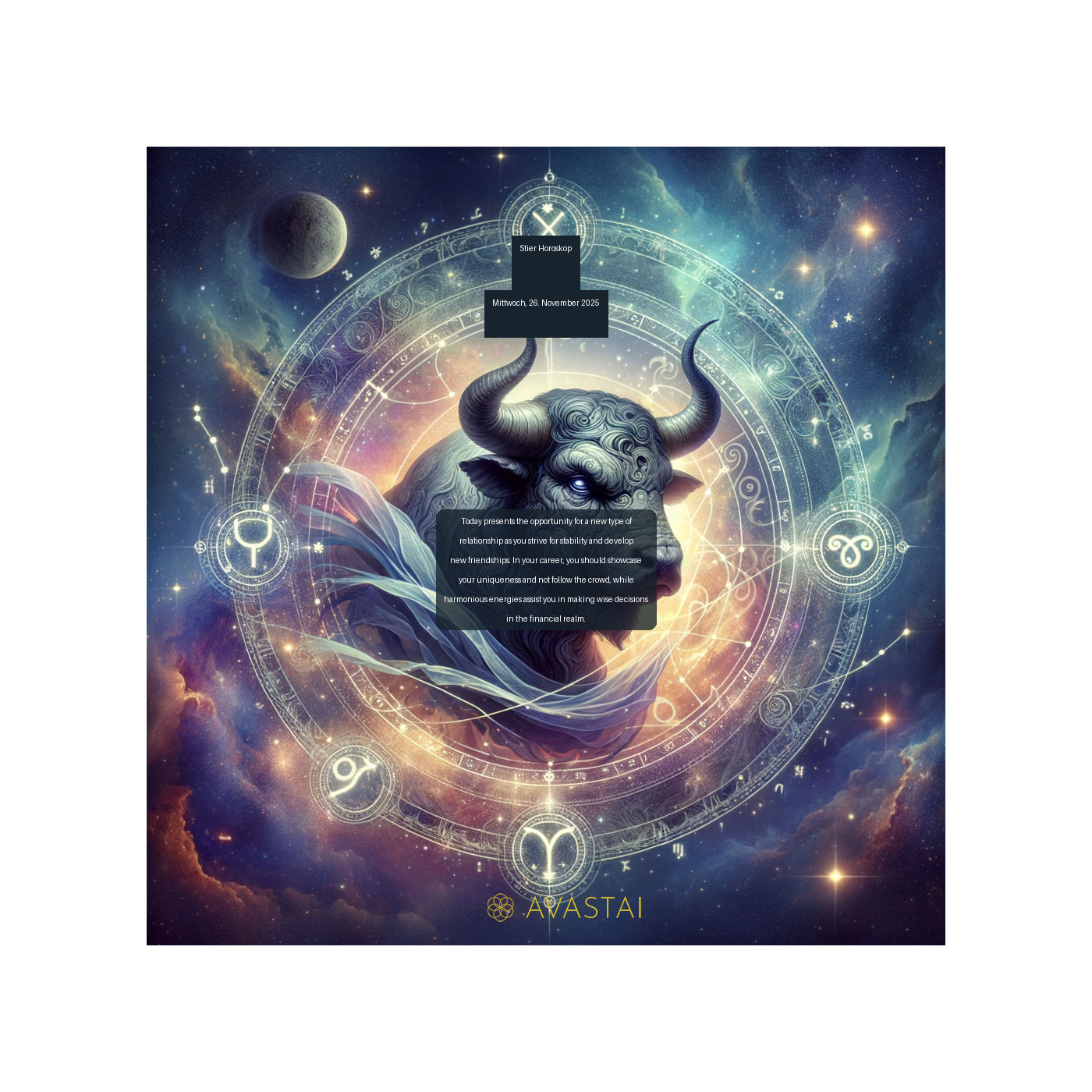 Stier Horoskop für den Mittwoch, 26. November 2025: