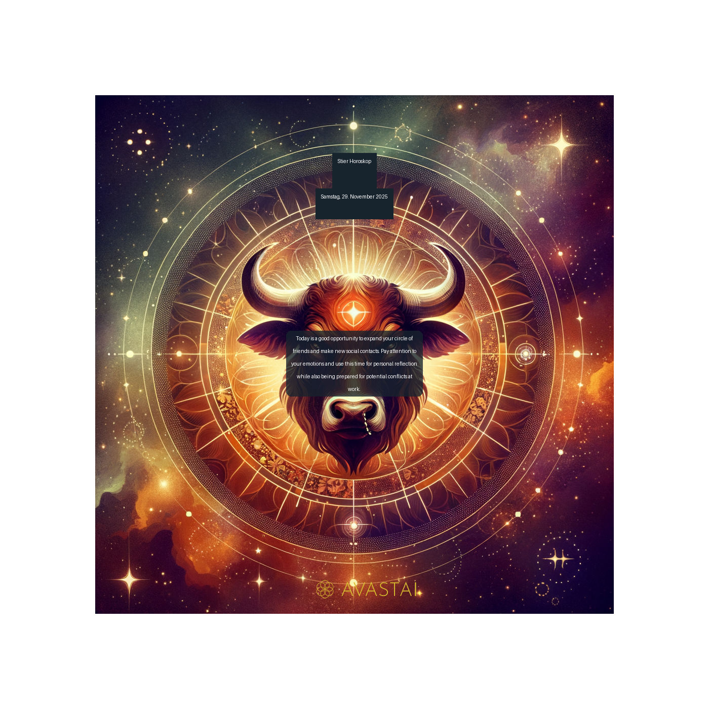 Stier Horoskop für den Samstag, 29. November 2025:
