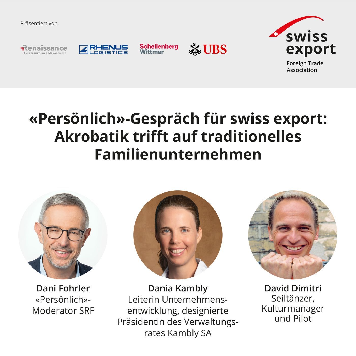 «Persönlich»-Gespräch für swiss export: Akrobatik trifft auf traditionelles Familienunternehmen