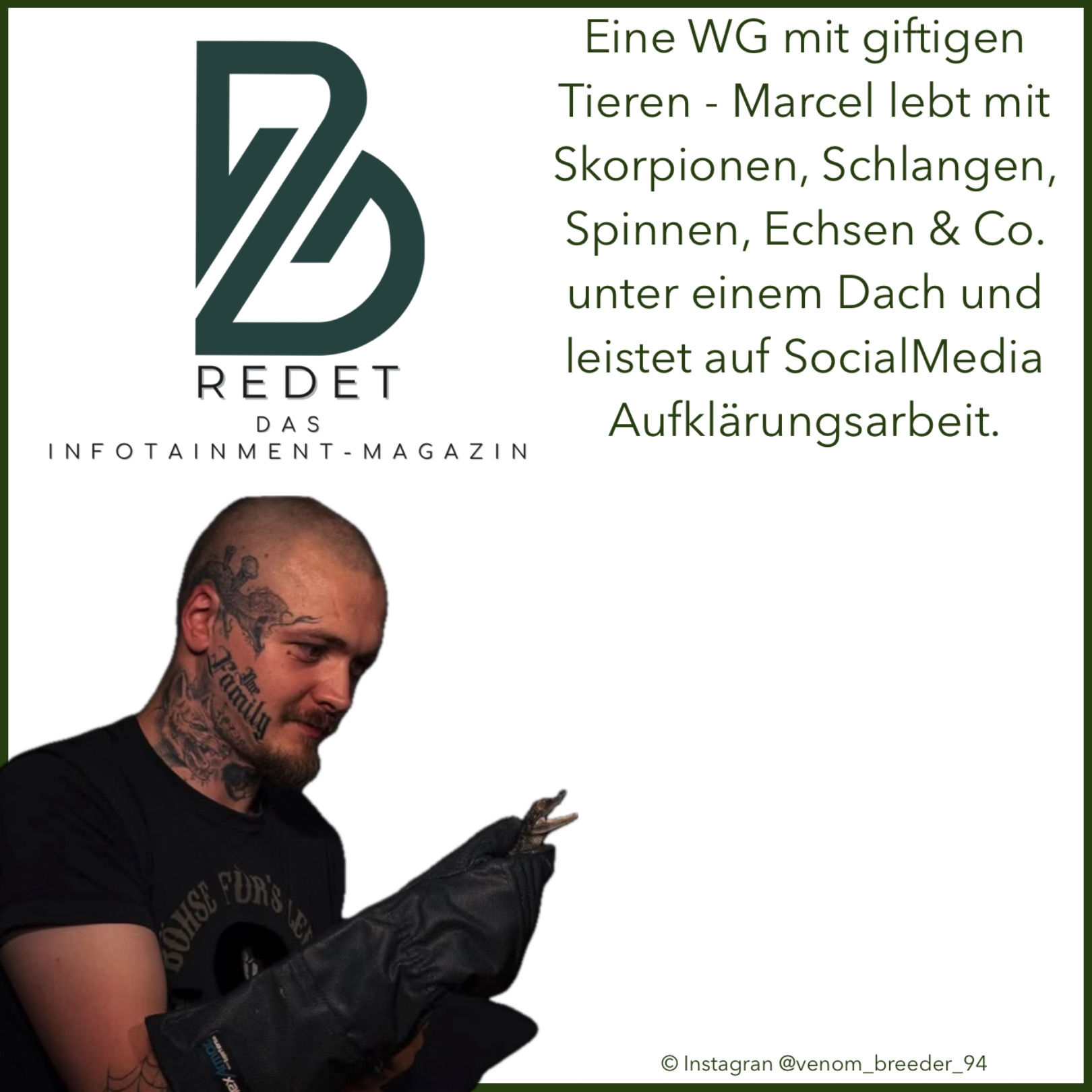 Trailer: Ein Leben mit giftigen Echsen, Schlangen, Skorpionen und Spinnen - Marcel ist der "venom breeder" am 16.01.25