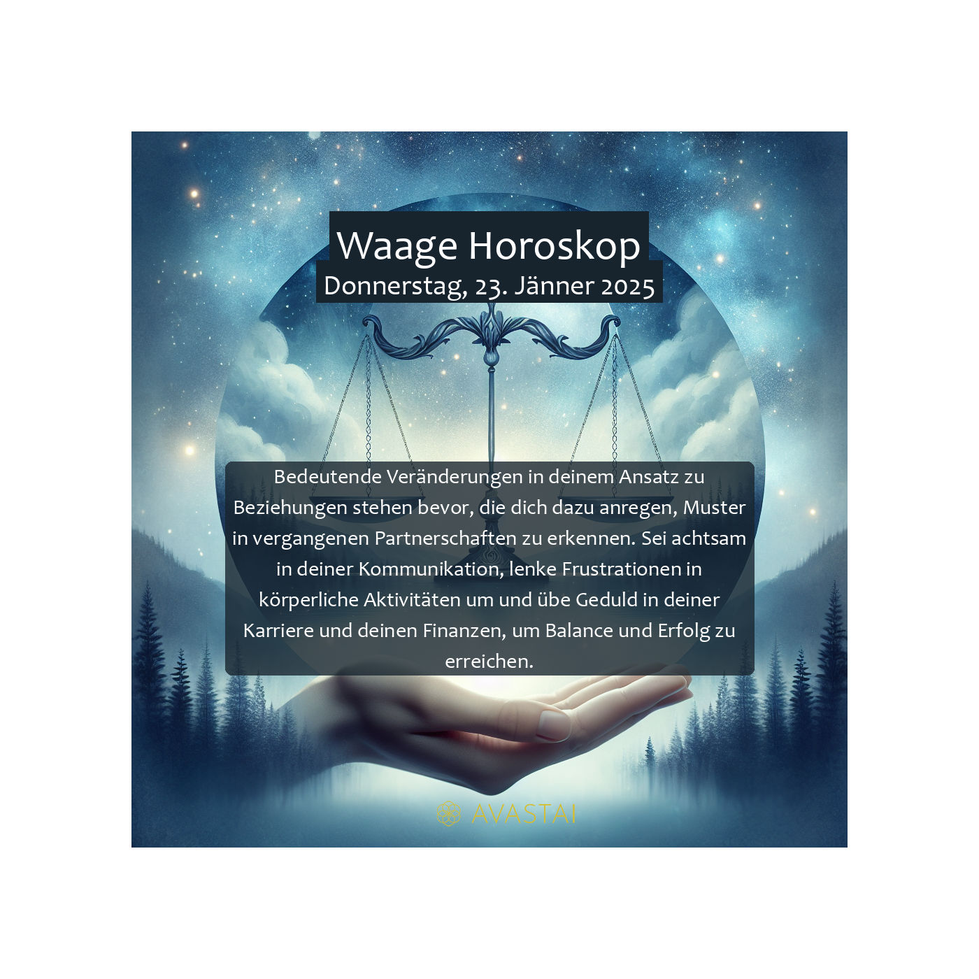 Waage Horoskop für den Donnerstag, 23. Jänner 2025: