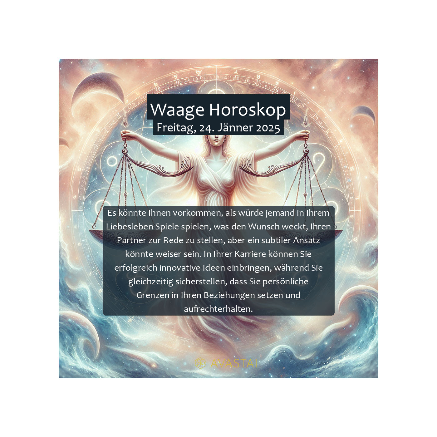 Waage Horoskop für den Freitag, 24. Jänner 2025: