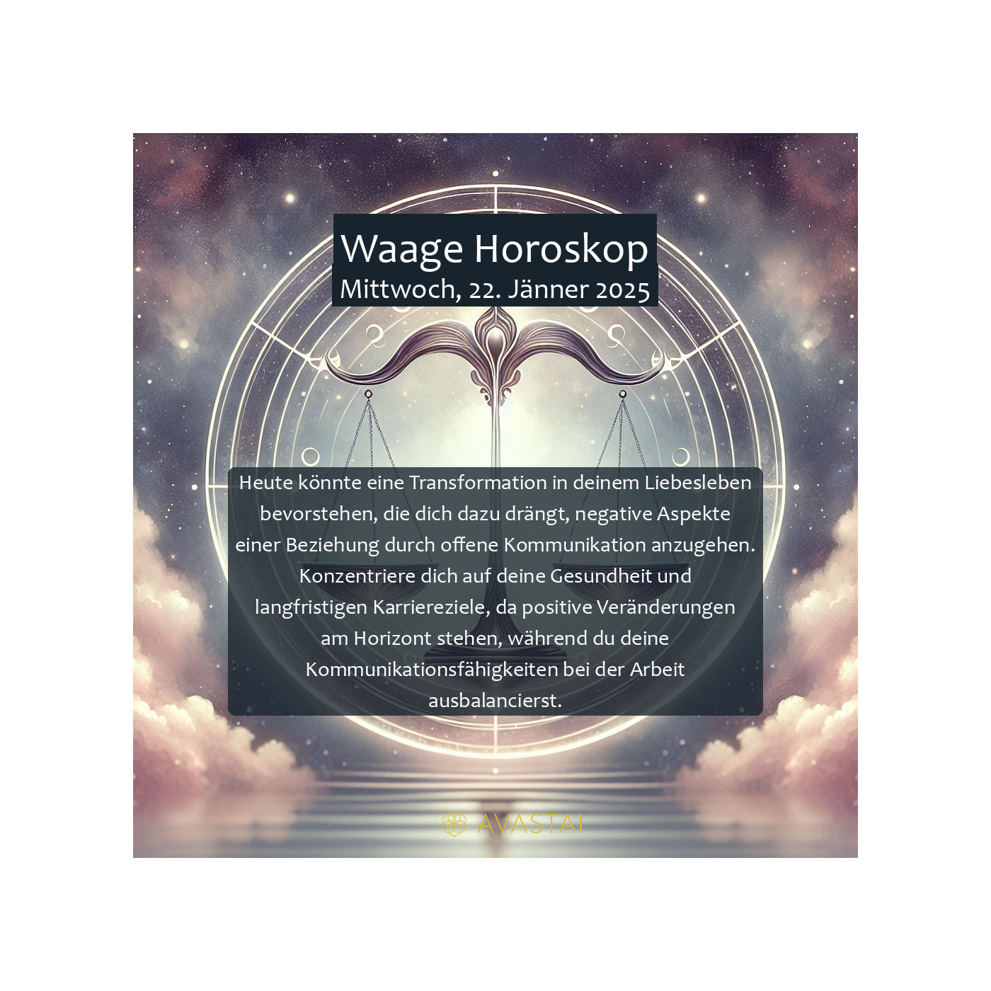Waage Horoskop für den Mittwoch, 22. Jänner 2025:
