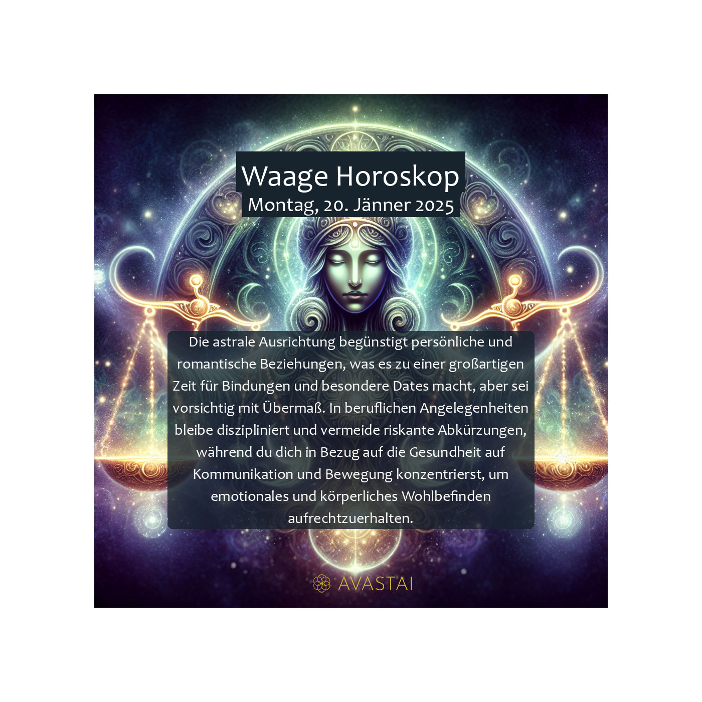 Waage Horoskop für den Montag, 20. Jänner 2025: