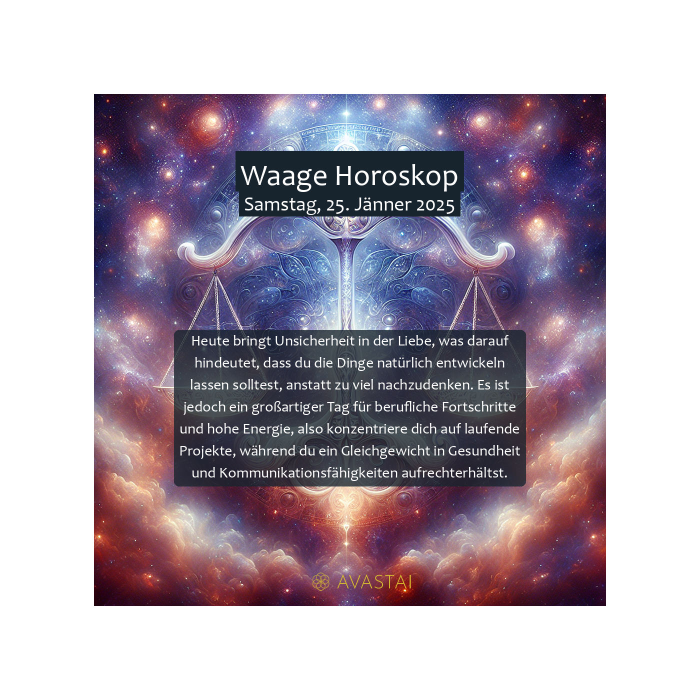Waage Horoskop für den Samstag, 25. Jänner 2025: