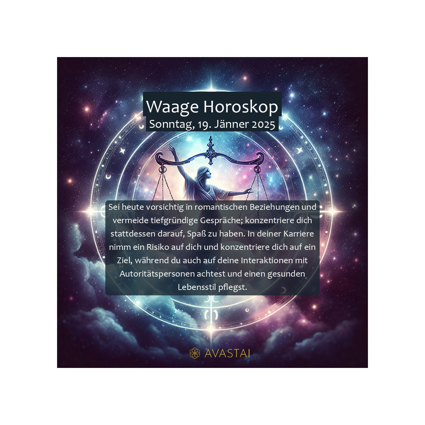 Waage Horoskop für den Sonntag, 19. Jänner 2025: