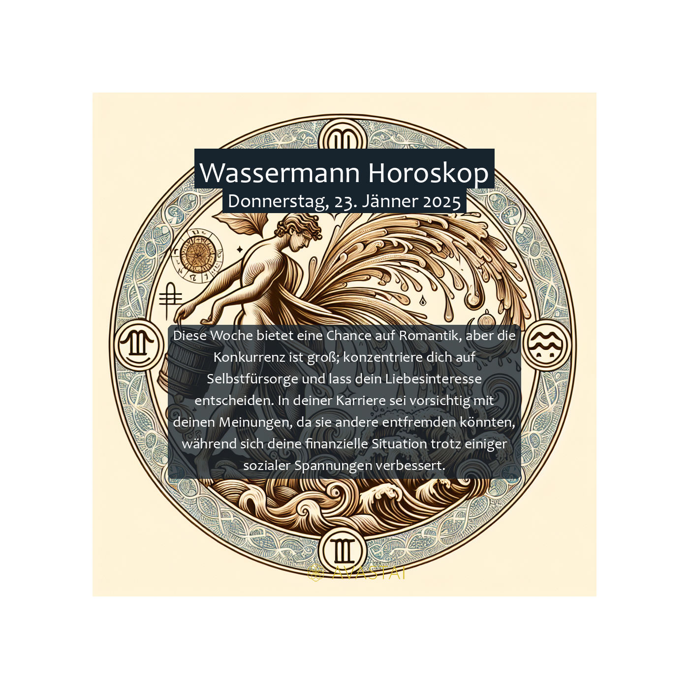 Wassermann Horoskop für den Donnerstag, 23. Jänner 2025: